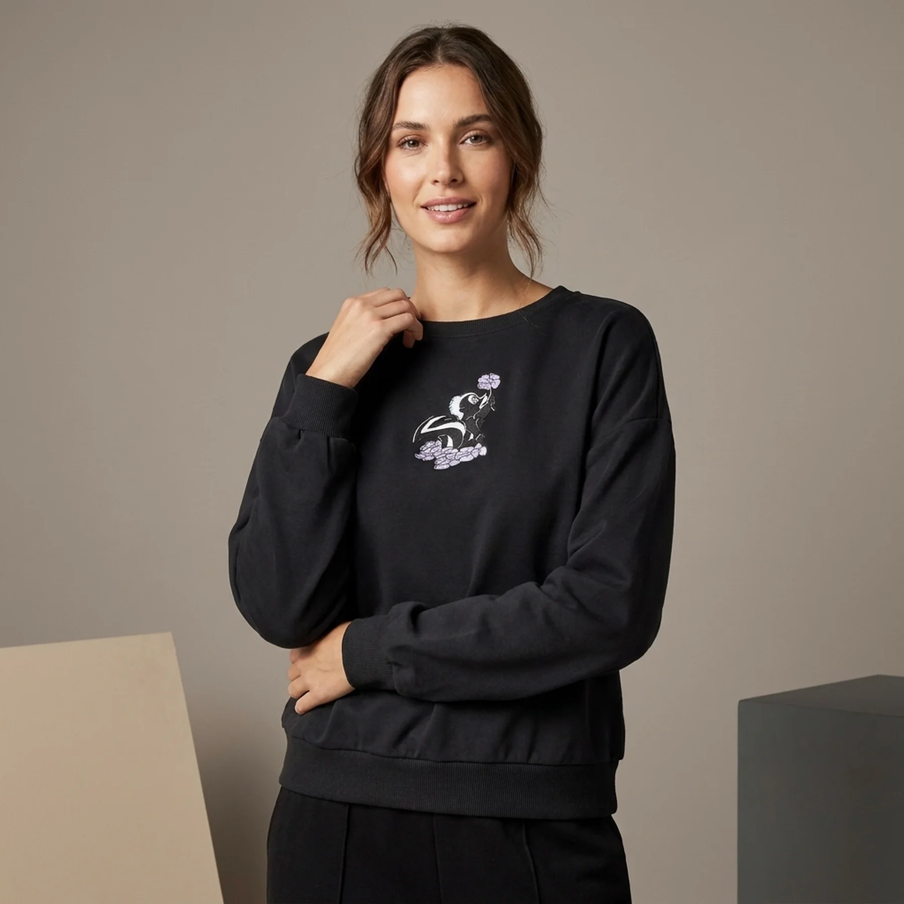 Худі ONLDISNEY LIFE L/S BAMBI BOX SWT 15250089-Phantom-Print:FLOWER ONLY L Чорний