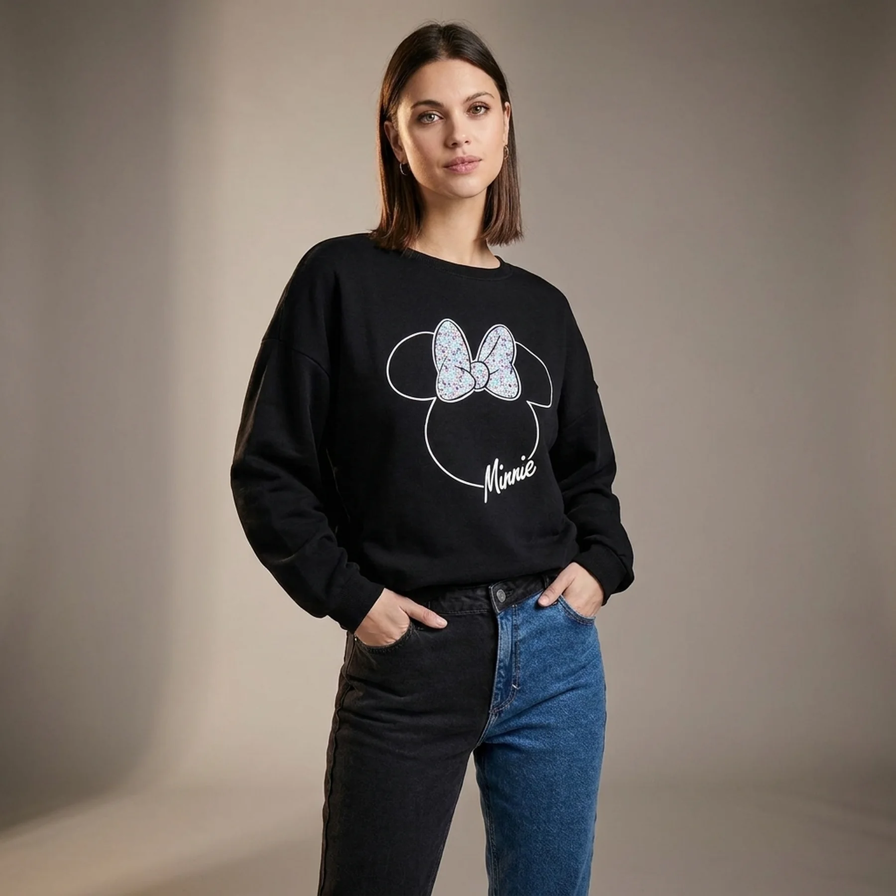Худі ONLDISNEY LIFE L/S MINNIE FLOWER BOX SWT 15250095-Black-Print:MINNIE OUTLINE ONLY L Чорний