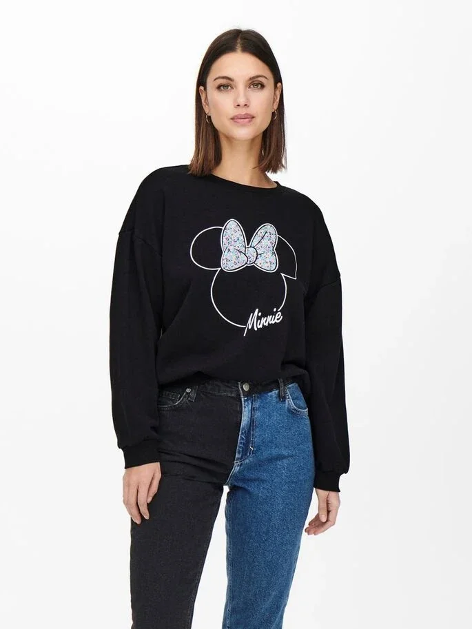 Худі ONLDISNEY LIFE L/S MINNIE FLOWER BOX SWT 15250095-Black-Print:MINNIE OUTLINE ONLY L Чорний