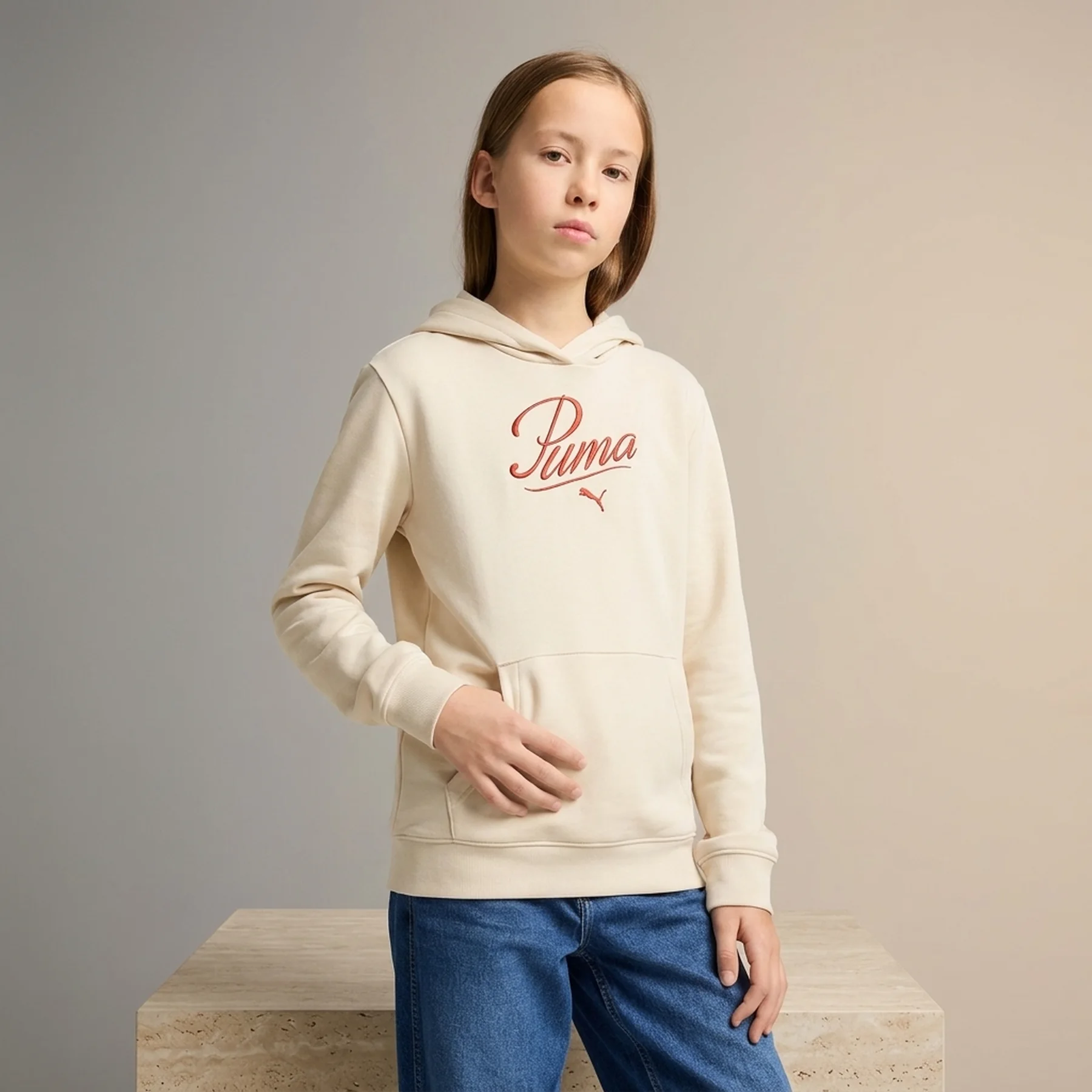Худі підліткове ESS SCRIPT Hoodie 68580687 Puma 140 Бежевий