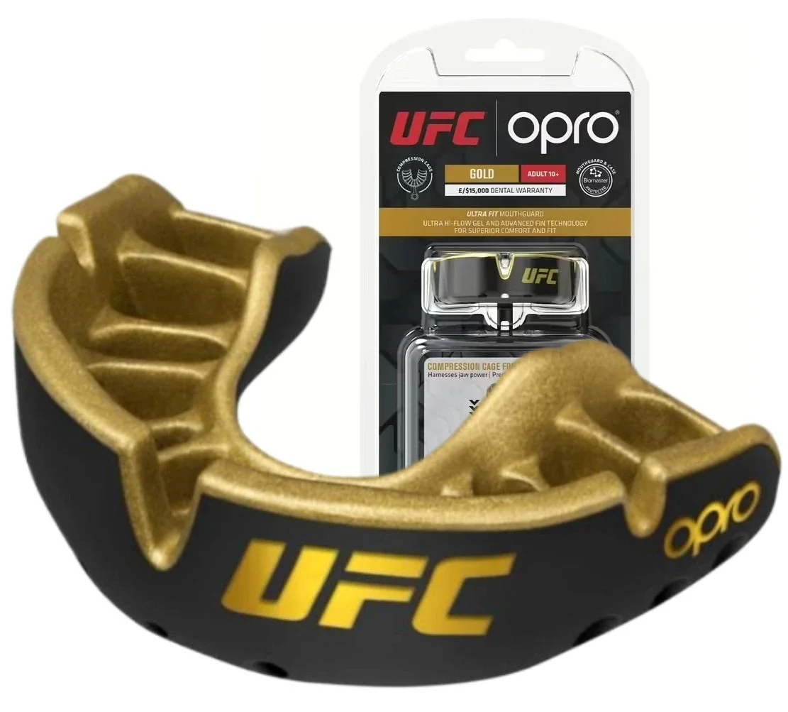 Капа OPRO Gold UFC доросла (вік 11+)  Black/Gold (art.102516001) — Аксесуари