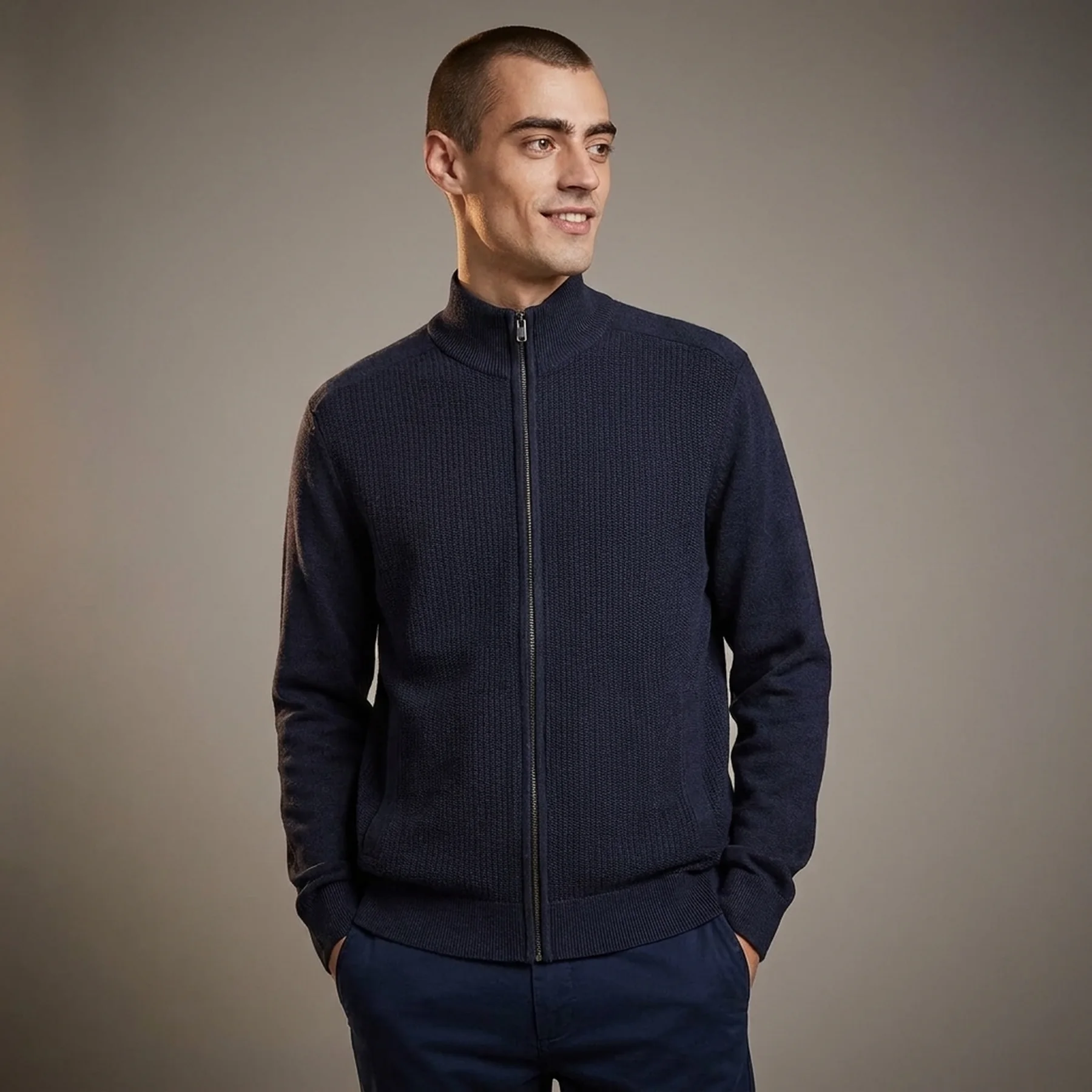 Кардиган basic structured knit jacket 1032303-13160 Tom Tailor M Темно-синій