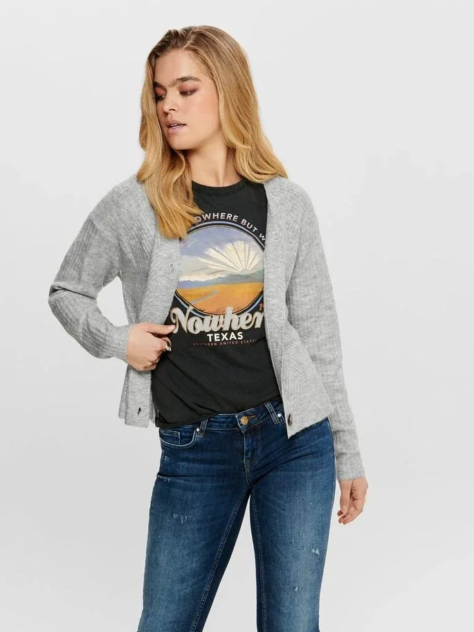 Кардиган ONLCAROL L/S CARDIGAN KNT NOOS 15196734-Light Grey Melange ONLY L Сірий