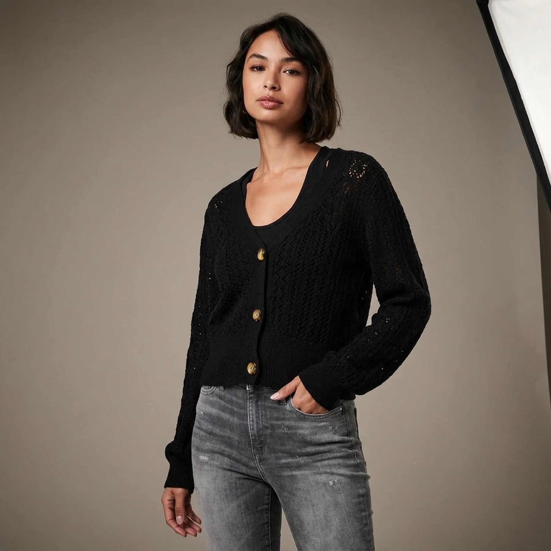 Кардиган ONLNOLA 3/4 CARDIGAN KNT 15233174-Black ONLY L Чорний