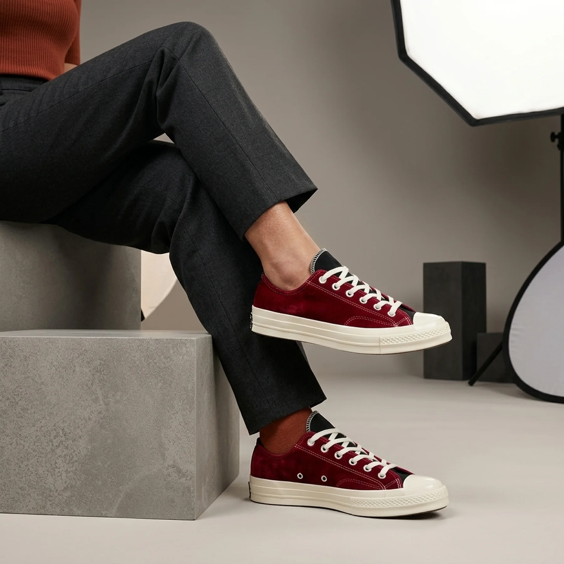 Кеди Converse Chuck Taylor Vintage 70 Retro Velvet OX Black Red Egret