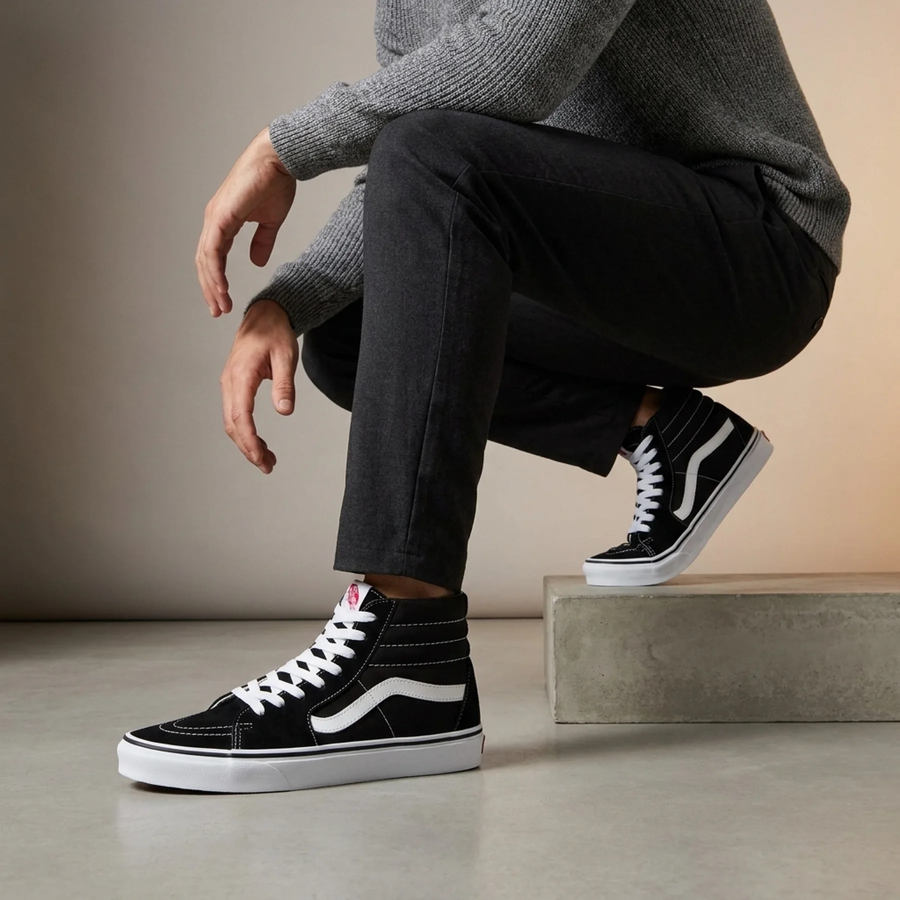 Кеди Vans Sk8-HI (White/Black, замша)