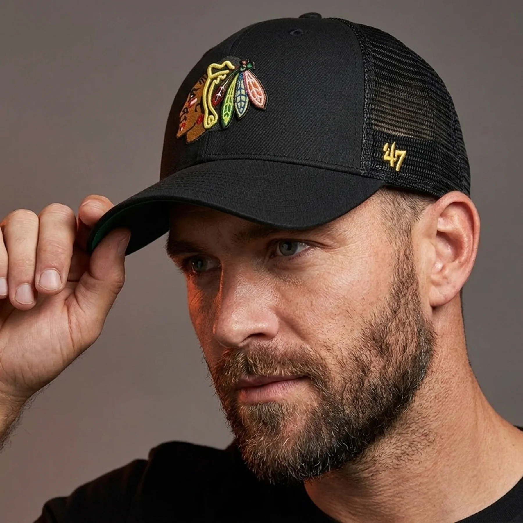 Кепка (тракер) CHICAGO BLACKHAWKS BRANSON MES BRANS04CTP-BK 47 Brand UNI Чорний