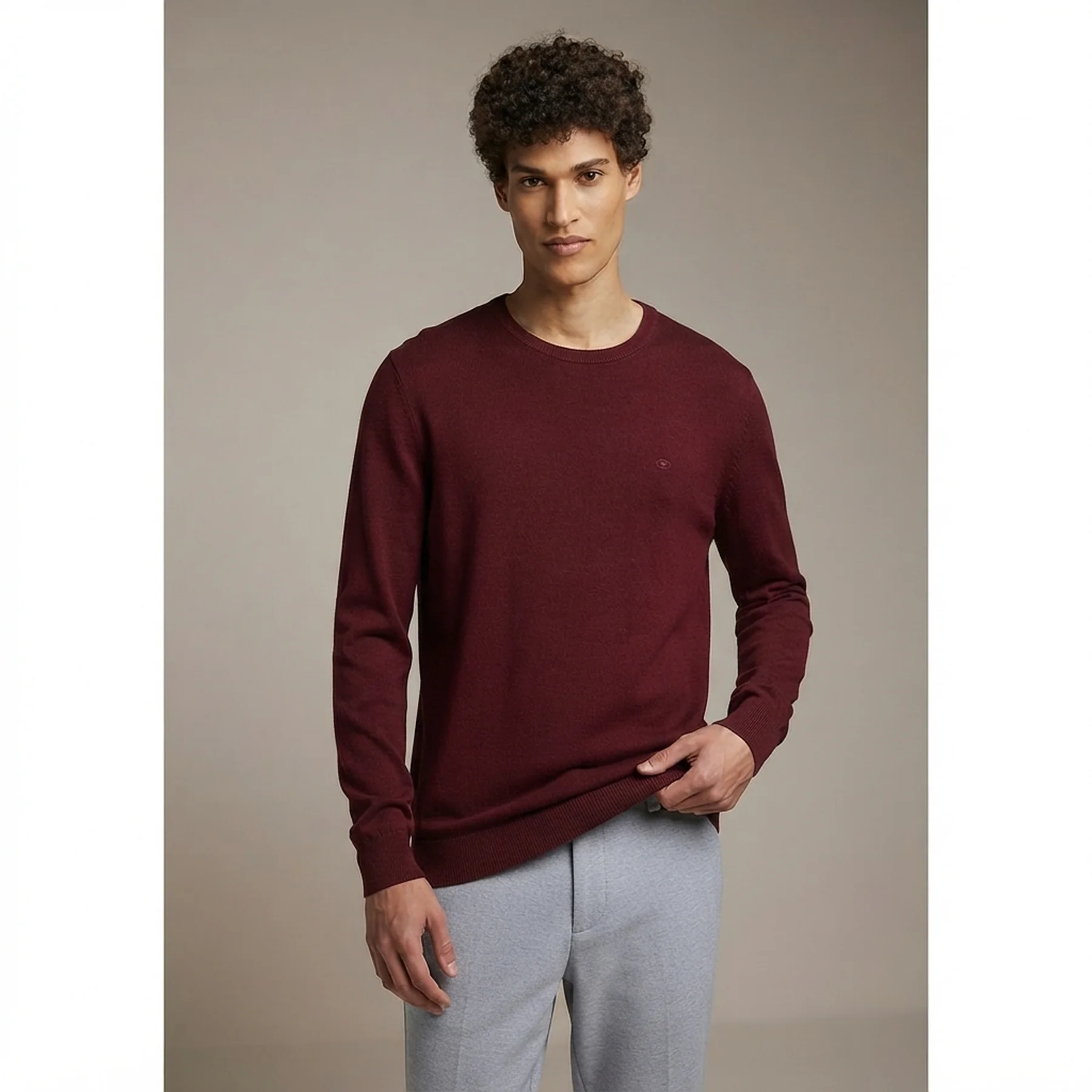 Кофта BASIC CREW NECK SWEATER 1027299-30315 Tom Tailor XXL Бордовий