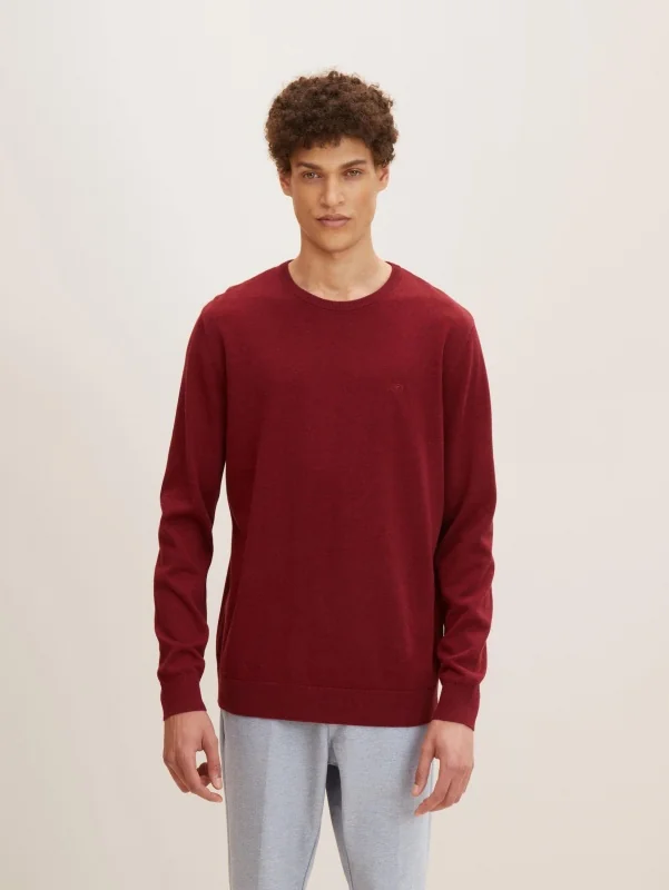Кофта BASIC CREW NECK SWEATER 1027299-30315 Tom Tailor XXL Бордовий