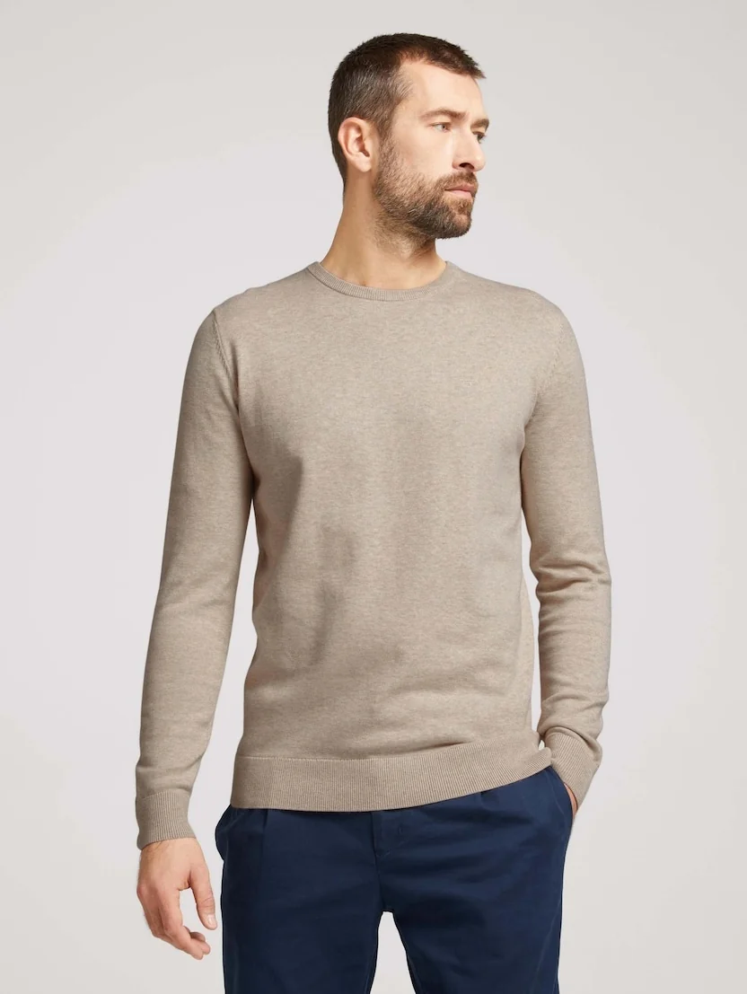 Кофта basic crew neck sweater 1027299XX1011831 Tom Tailor XXL Бежевий