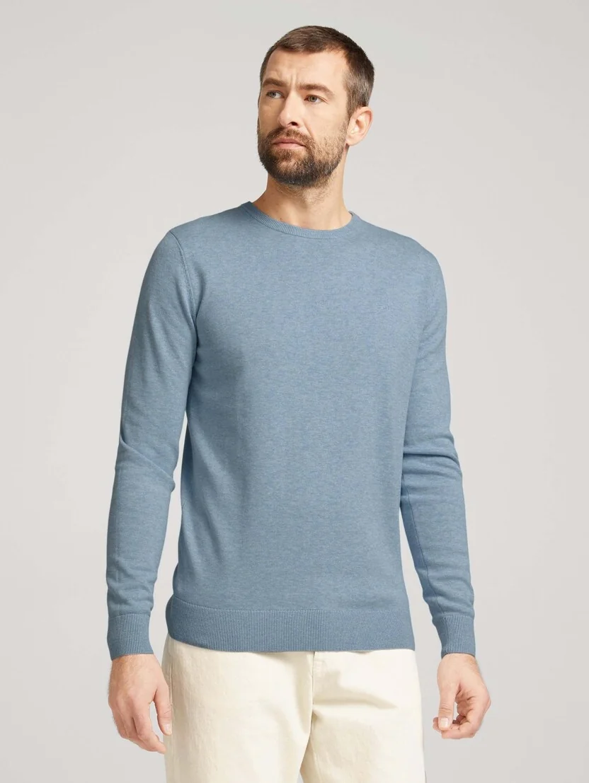 Кофта basic crew neck sweater 1027299XX1021076 Tom Tailor XXL Блакитний