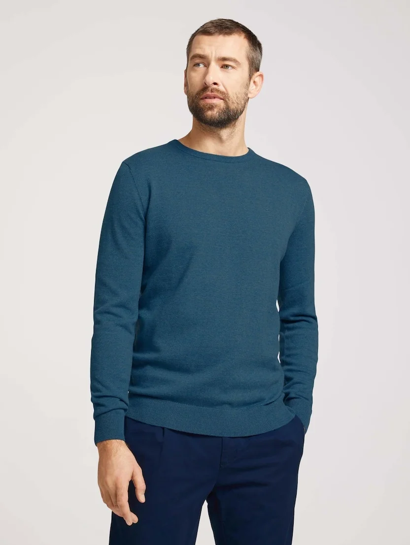 Кофта basic crew neck sweater 1027299XX1028733 Tom Tailor XXL Темно-синій