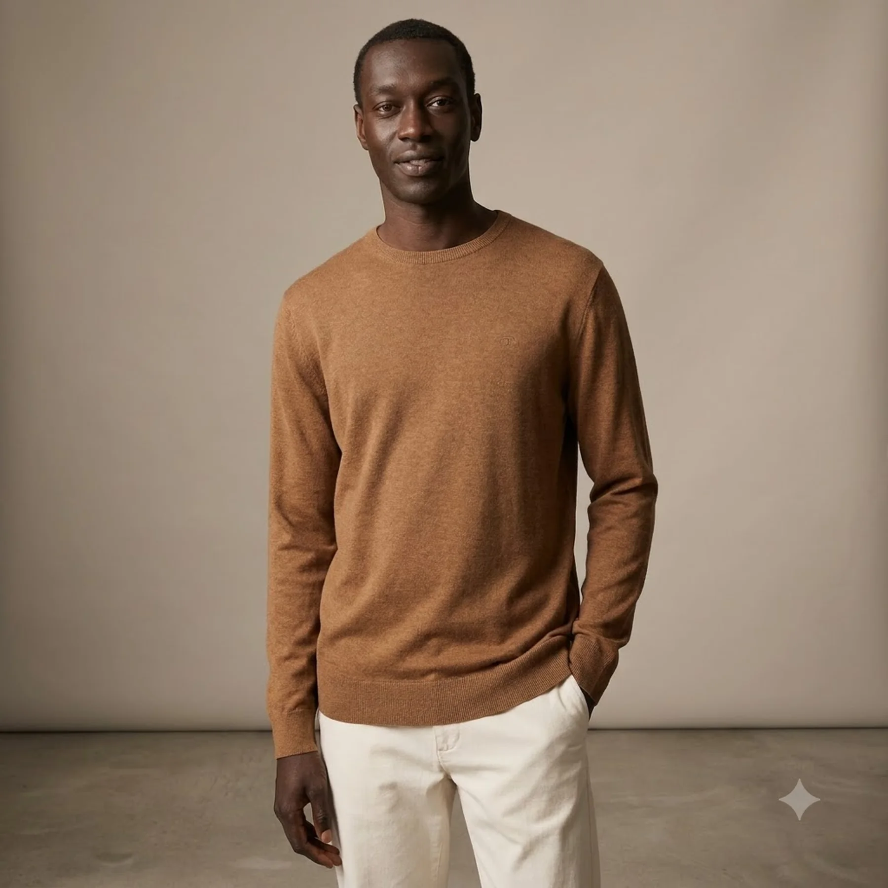 Кофта basic crew neck sweater 1027661-18950 Tom Tailor XXL Коричневий