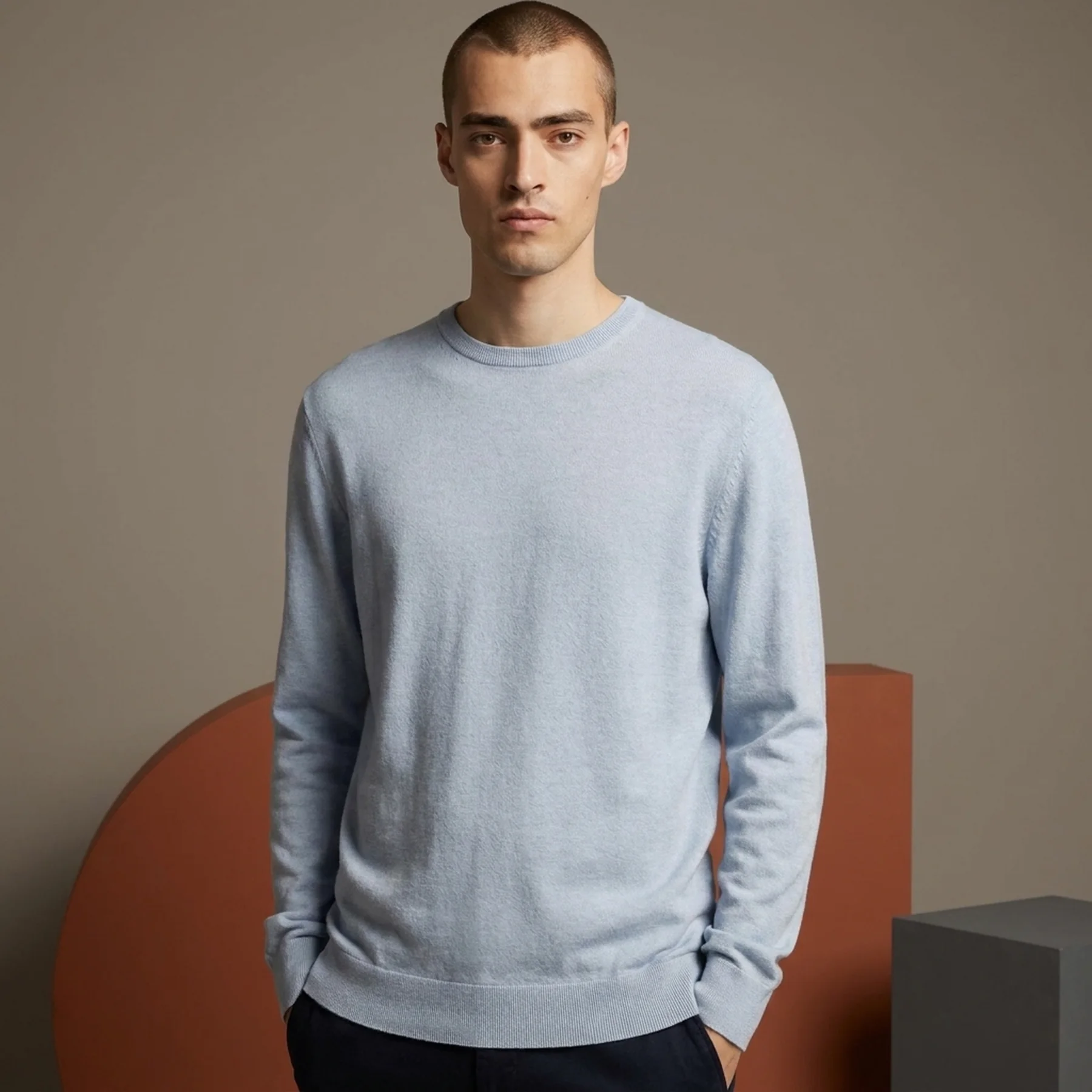 Кофта basic crew neck sweater 1027661-30312 Tom Tailor XXXL Блакитний