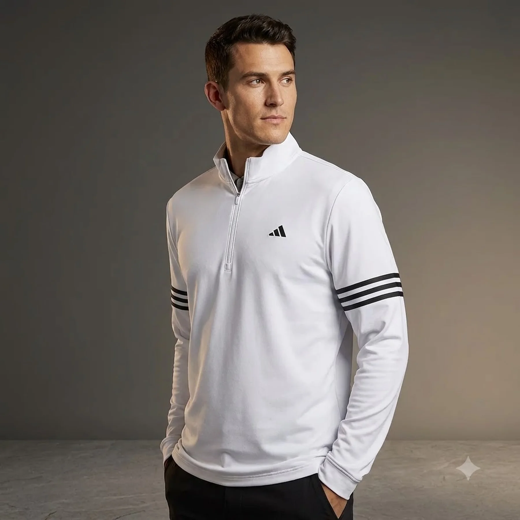 Кофта чоловіча Adidas Golf 3-Stripe 1/4-Zip Pullover Sweatshirt IQ2918