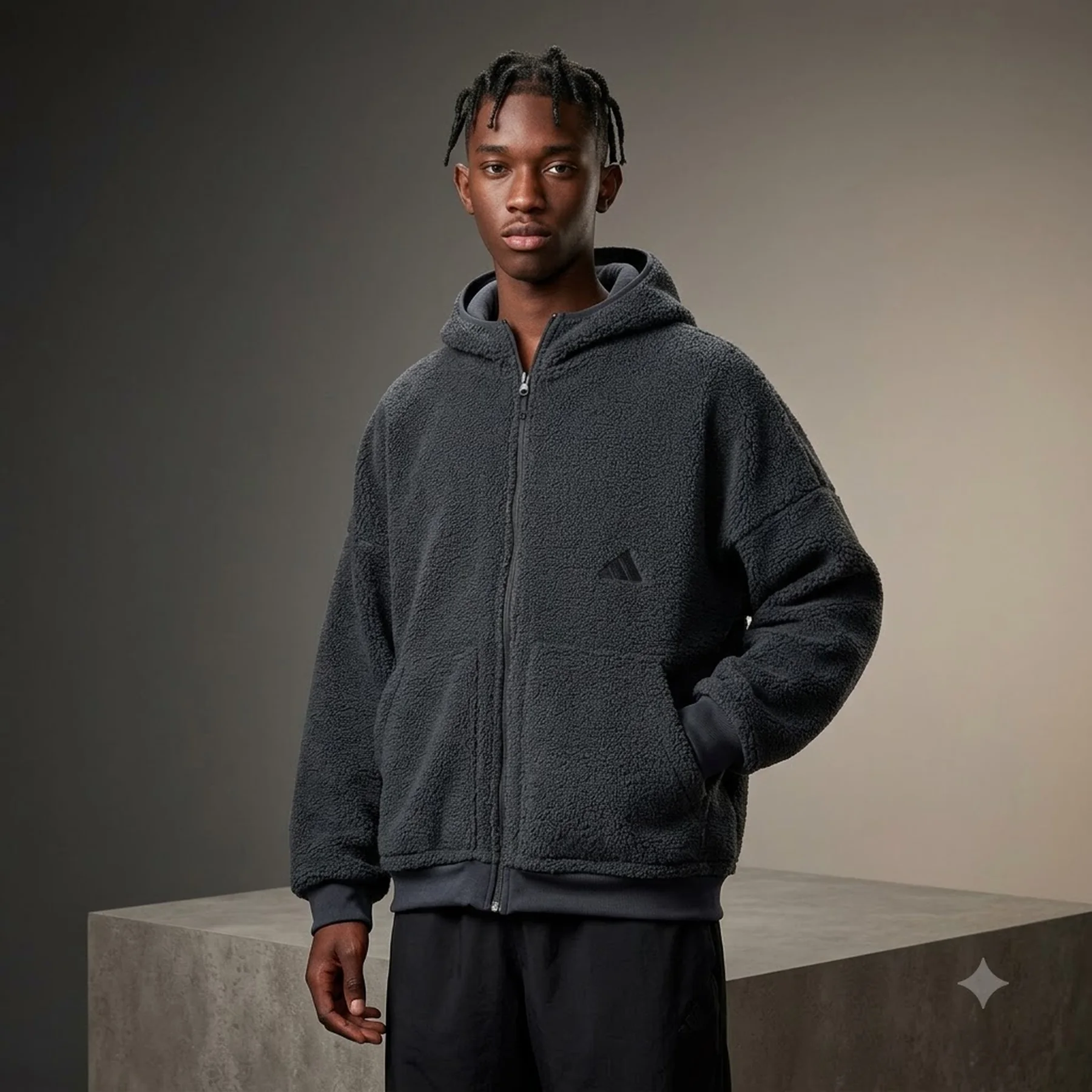 Кофта чоловіча Adidas Sportswear Polar Fleece Full-Zip Hooded Sweatshirt Black (HG2076)