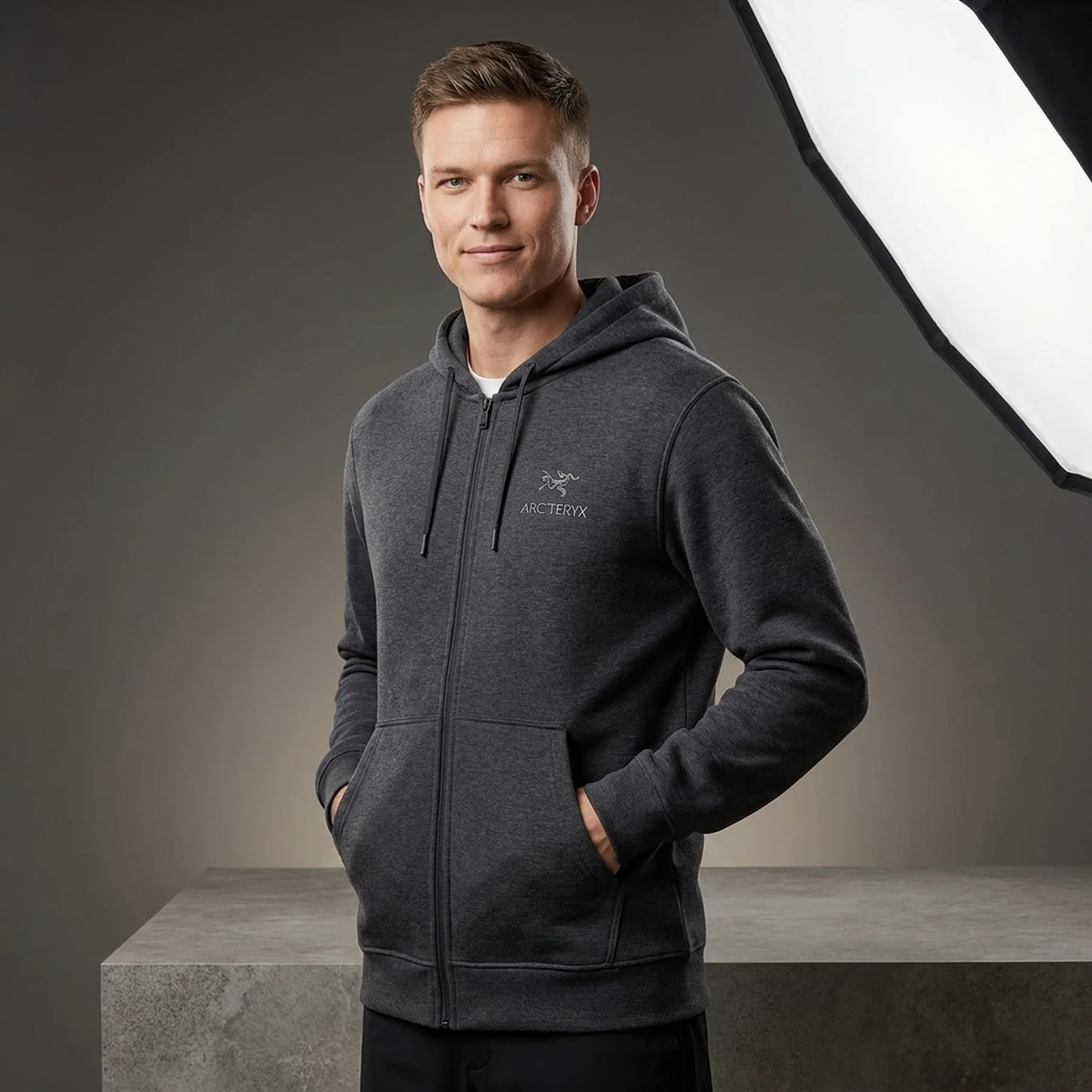 Кофта чоловіча Arc'teryx Emblem Fleece Full-Zip Hoody Sapphire Grey (X00000992901)