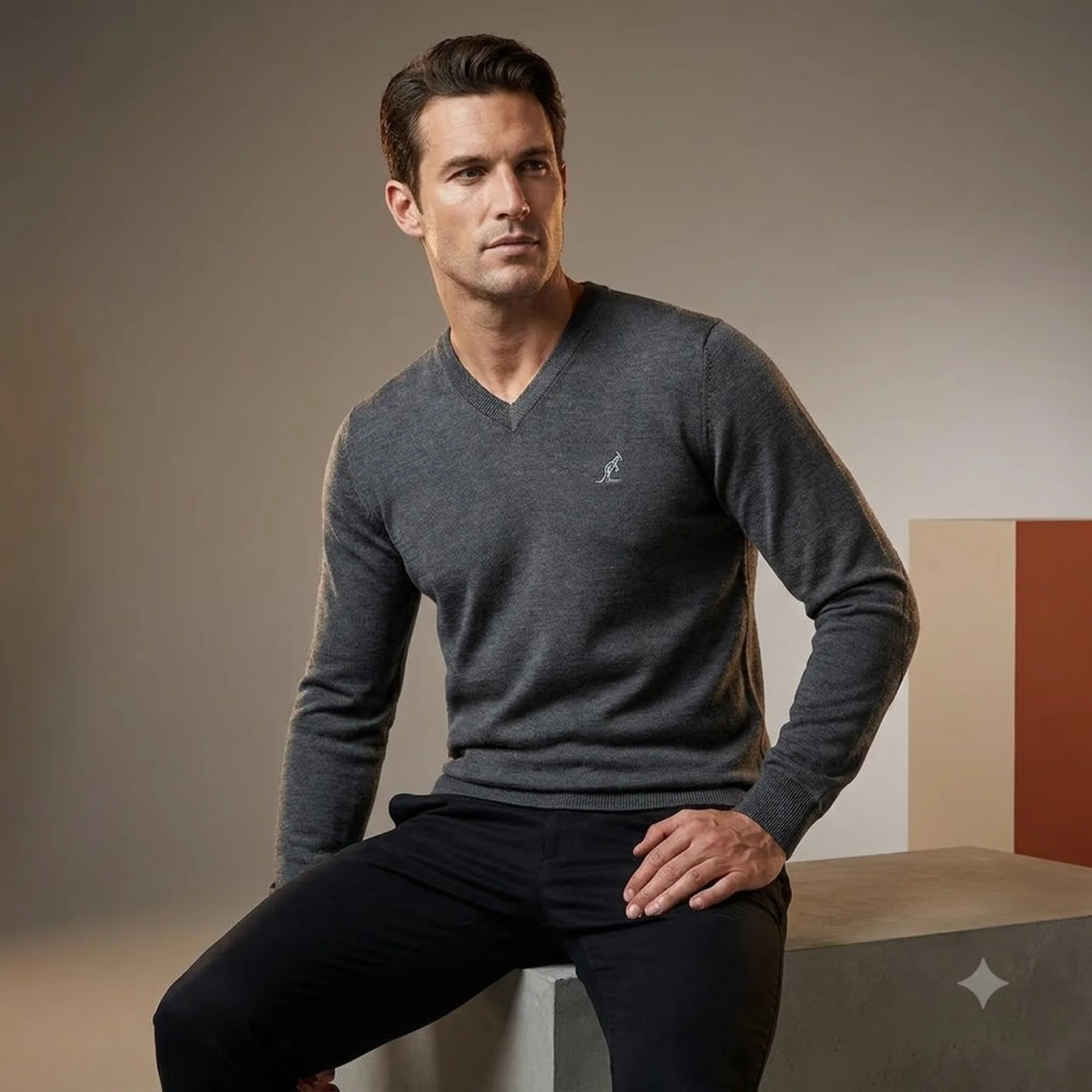 Кофта чоловіча Australian Sweater Merinos V Neck Grey (LSUMA0009-022)