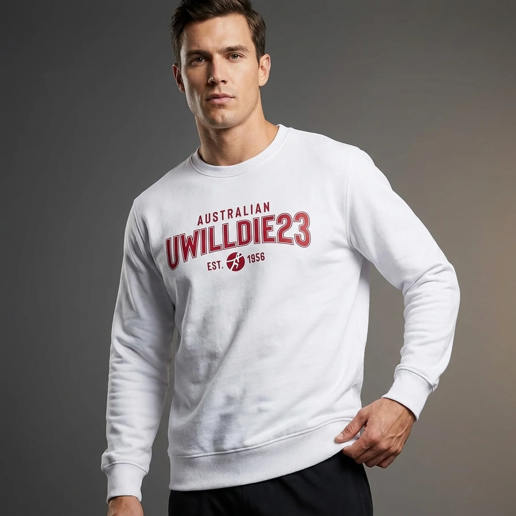 Кофта чоловіча Australian Uwilldie23 Crewneck White/Red (HCUFE0064-002)