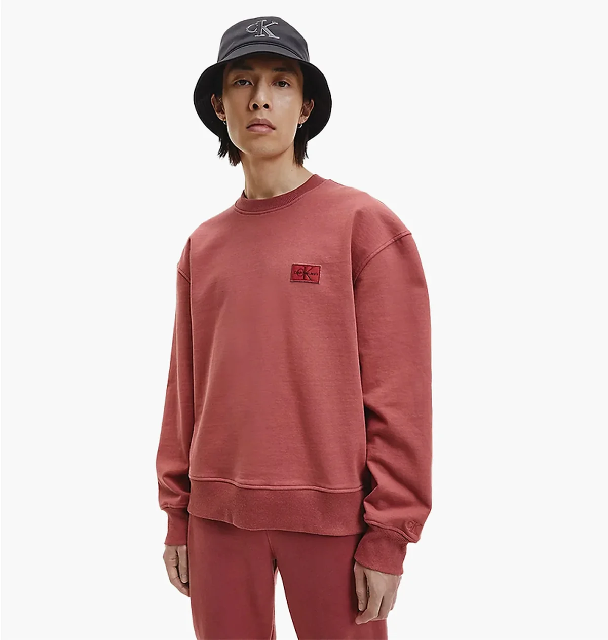 Кофта чоловіча Calvin Klein Shrunken Badge Crew Neck Terracotta Tile (J30J321544)