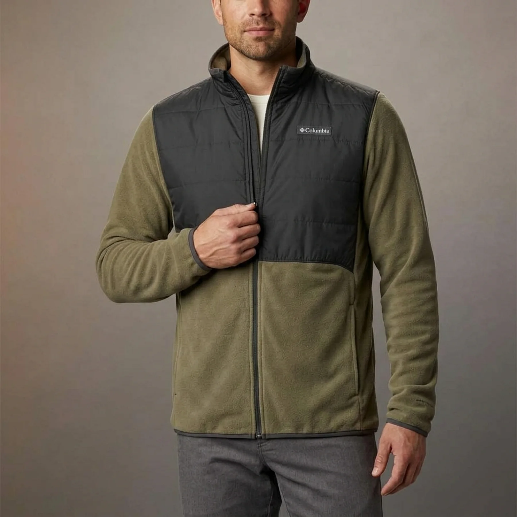 Кофта чоловіча Columbia Jacket Basin Butte Fleece Full Zip Olive/Grey (AO0241-397)
