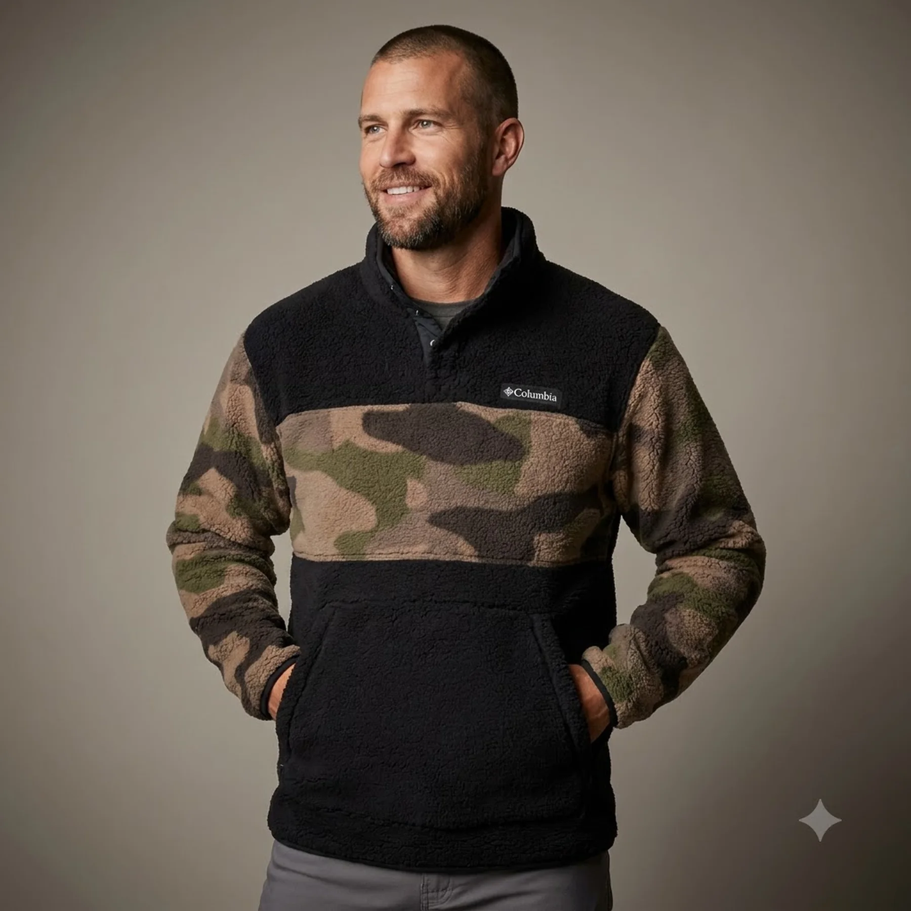 Кофта чоловіча Columbia Rugged Ridge Sherpa Half Snap Black/Camo (AX5879-010)