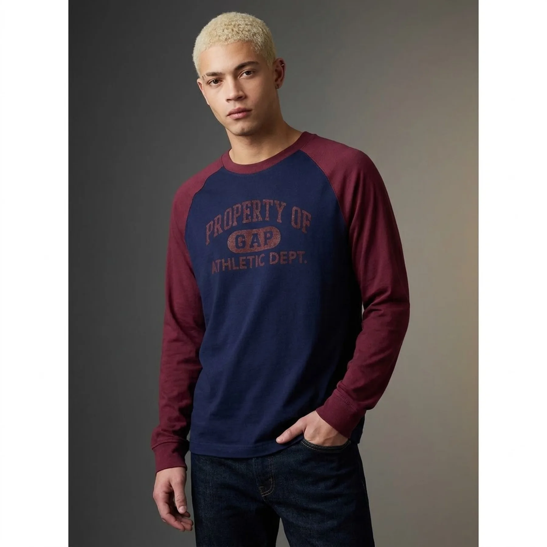 Кофта чоловіча Gap Gap Raglan Tee Xl Blue/Bordo (765764-02)