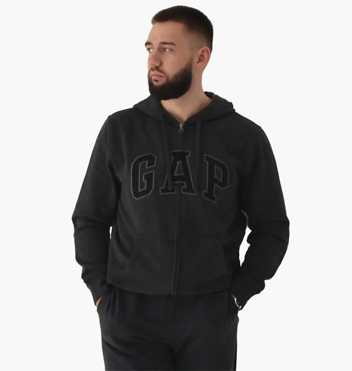 Худі чоловіче Gap Logo Zip Hoodie Grey (218871801)