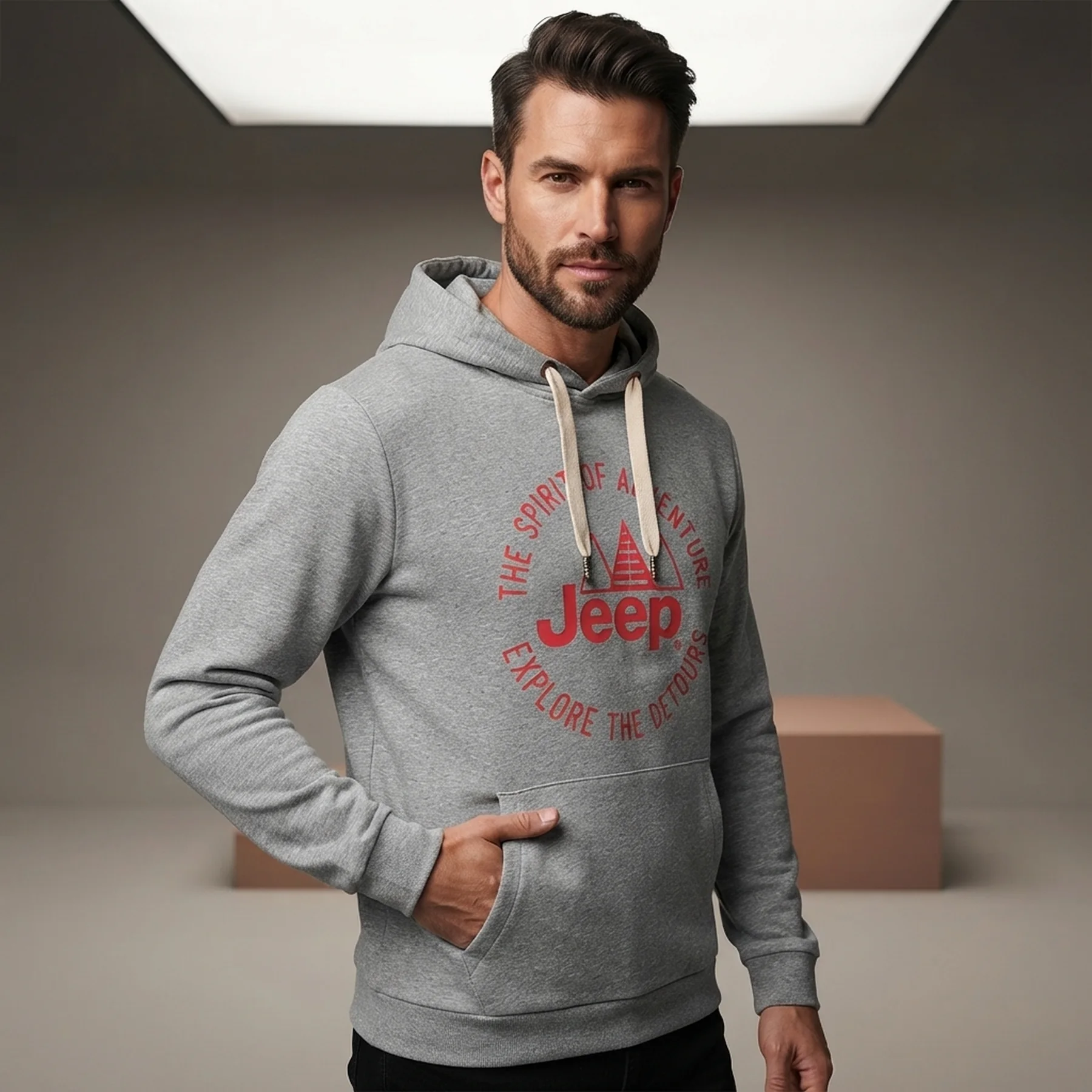 Кофта чоловіча Jeep Hooded Sweatshirt The Spirit Of Adventure Grey (O102567-J866)