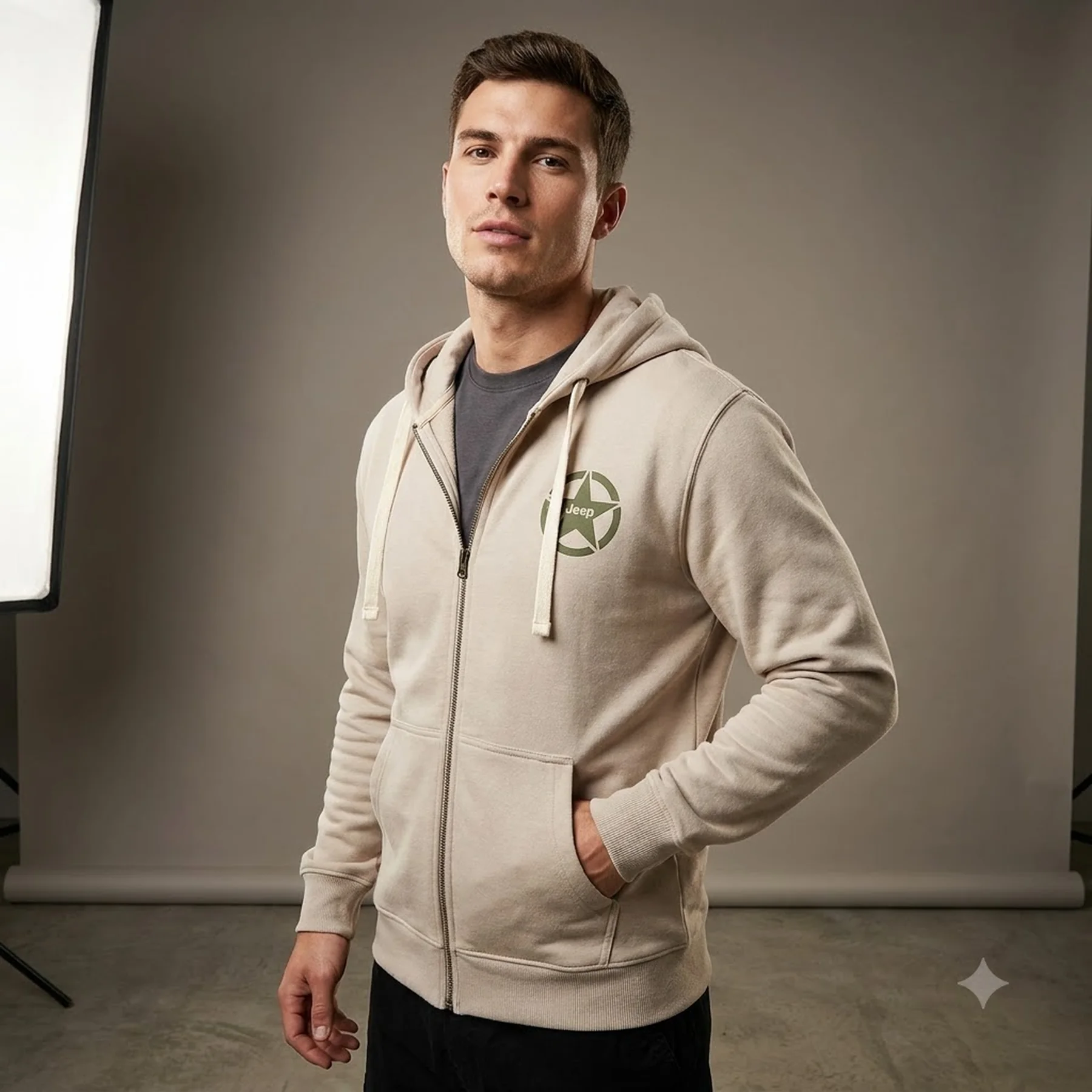 Кофта чоловіча Jeep Ooded Sweatshirt Full Zip Star&Jeep (O102572-J868)
