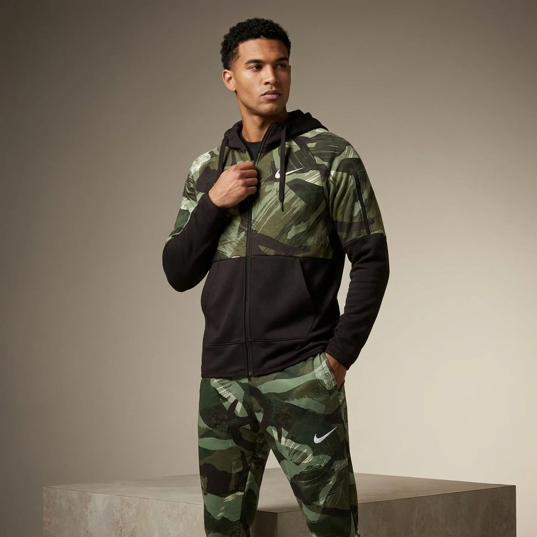 Спортивний костюм чоловічий Nike Dri-Fit Fleece Black/Green (DQ4790-220__FB7081-220)
