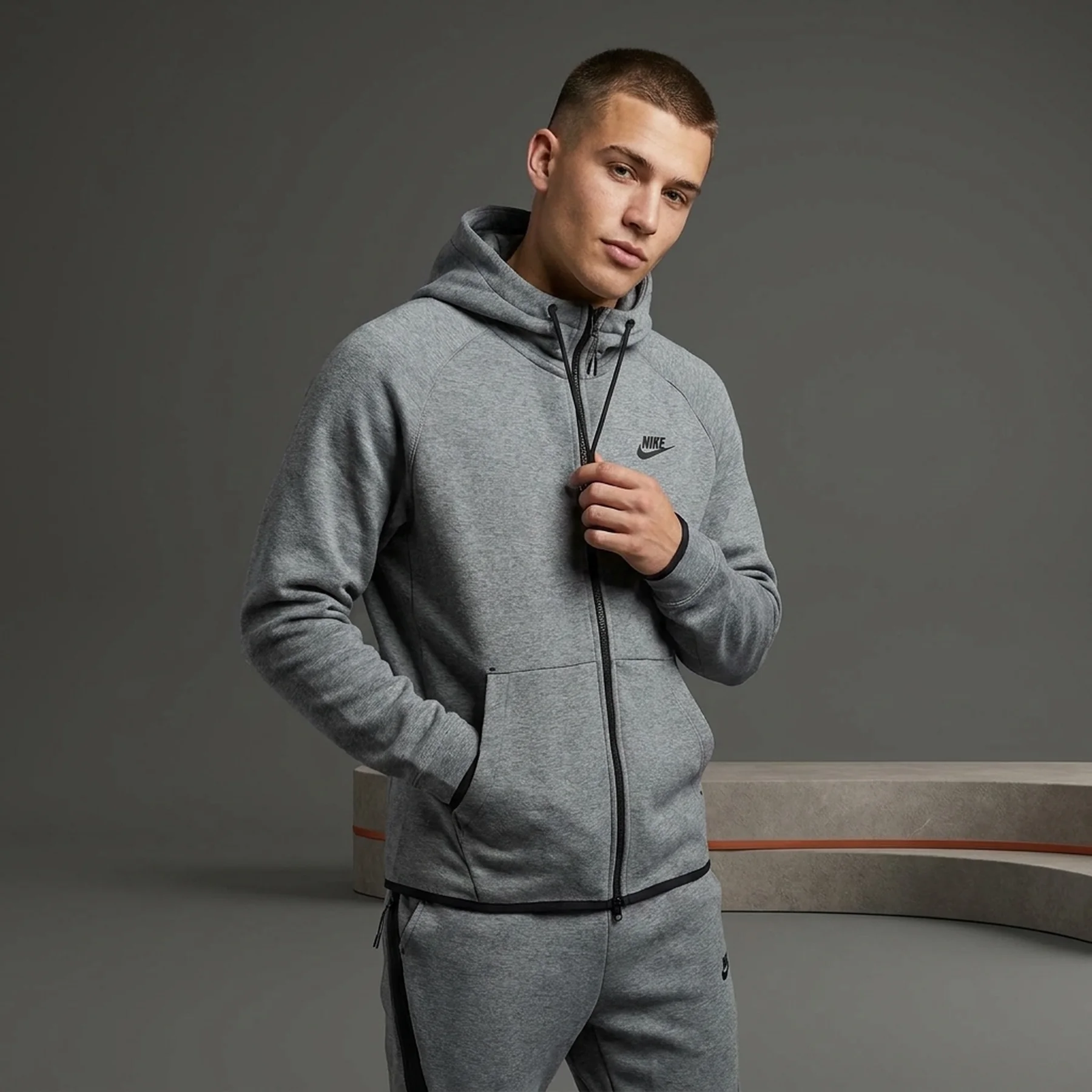 Кофта чоловіча Nike Nsw Te Fz Fleece Hoodie Dark Steel (DD5284-002)