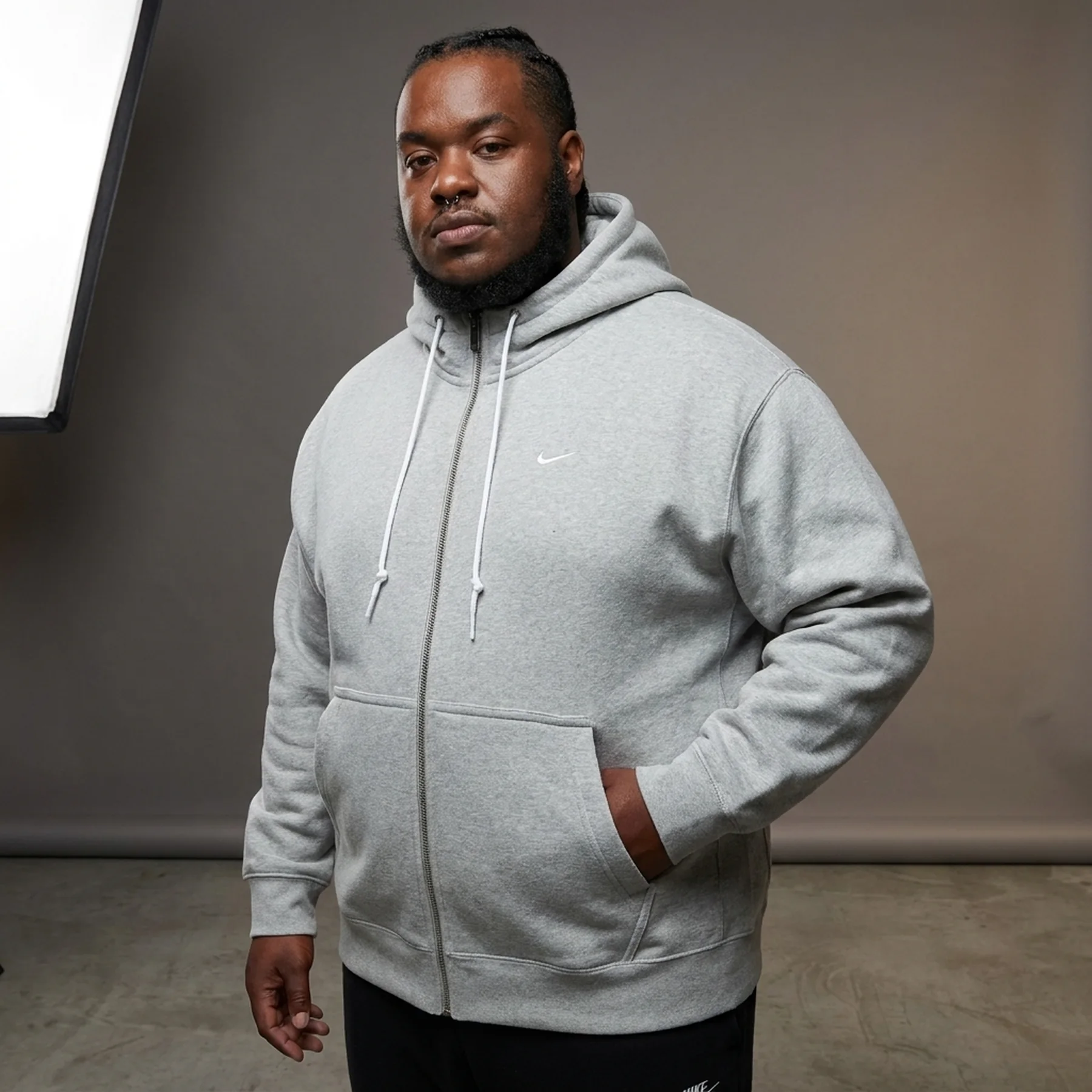 Кофта чоловіча Nike Solo Swoosh Full-Zip Hoodie Grey (DR0403-063)