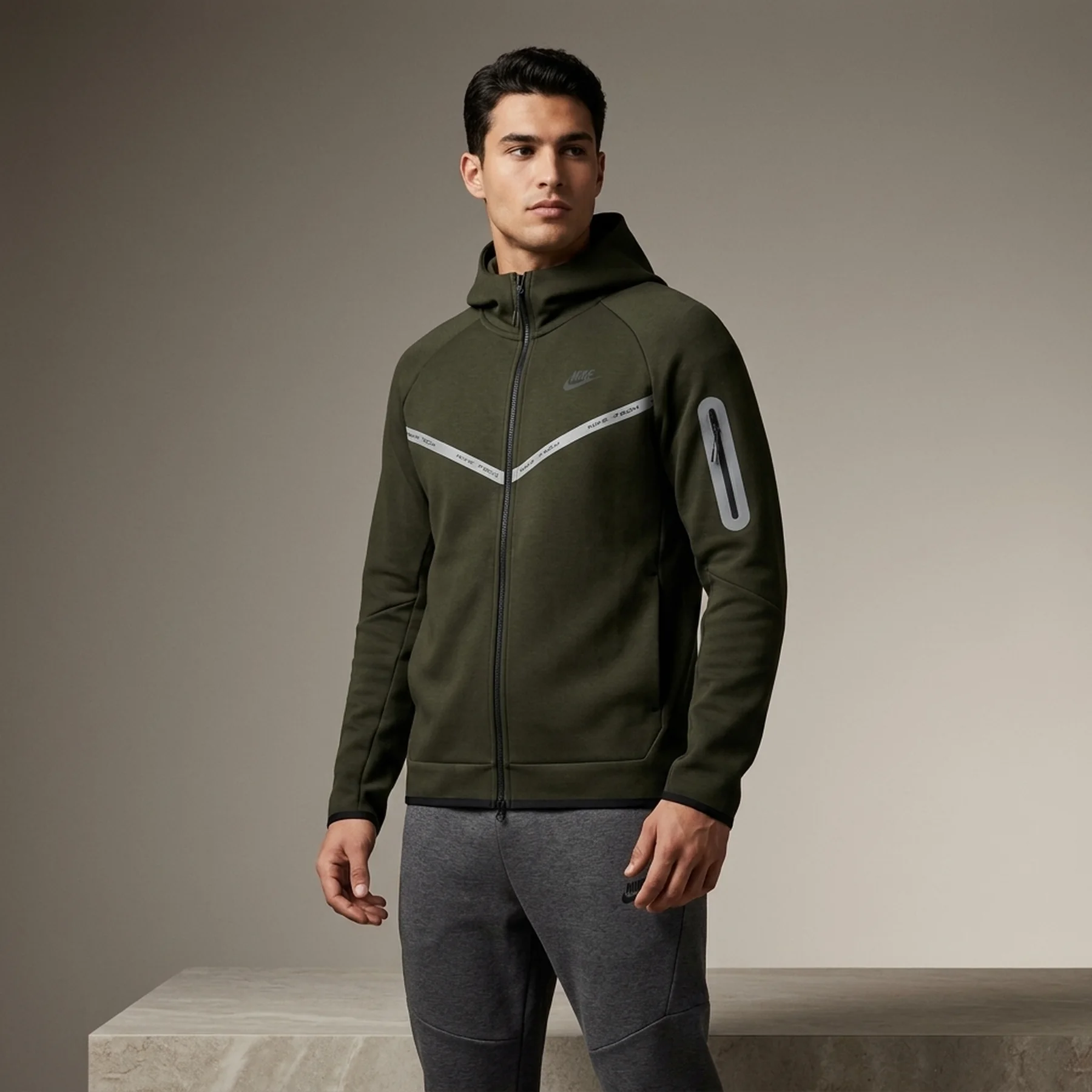 Кофта чоловіча Nike Tech Flc Wr Fz Reflec Olive (IM6537-355)