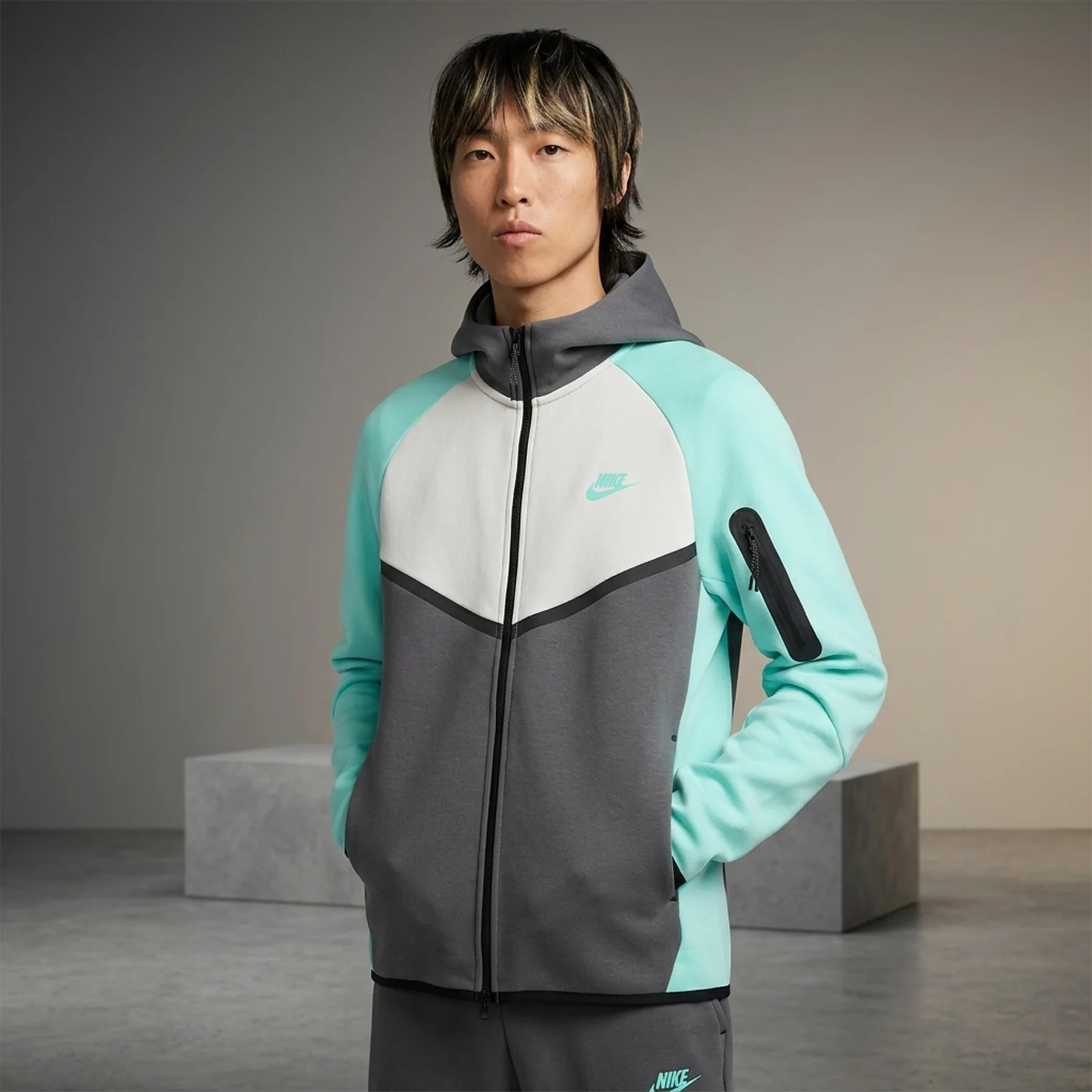 Кофта чоловіча Nike Tech Fleece Fz Wr Turquoise/White (HV6512-068)