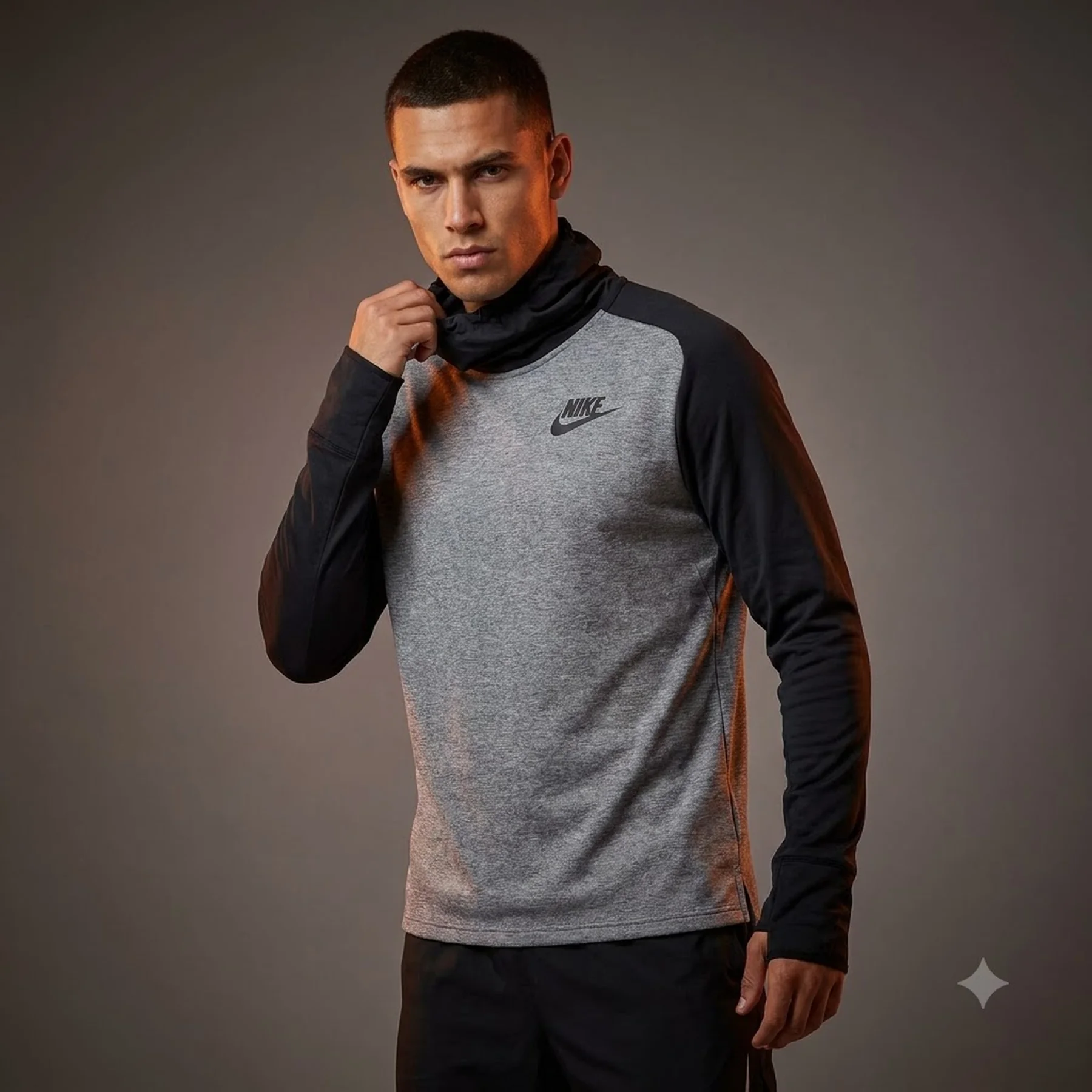 Кофта чоловіча Nike Therma-Fit Run Grey/Black Dq6522-010 (DQ6522-010)