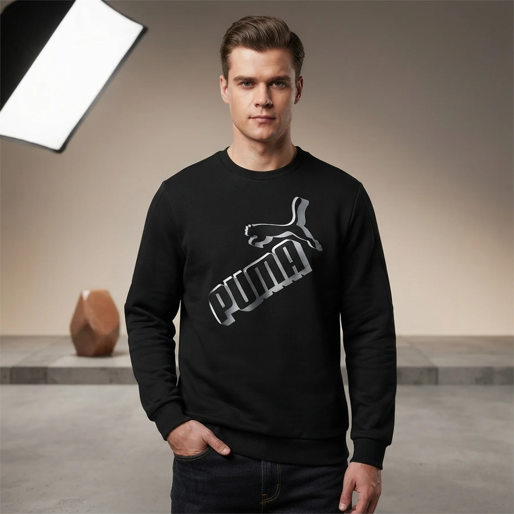 Кофта чоловіча Puma Essentials+ Big Logo Crew (84986301)
