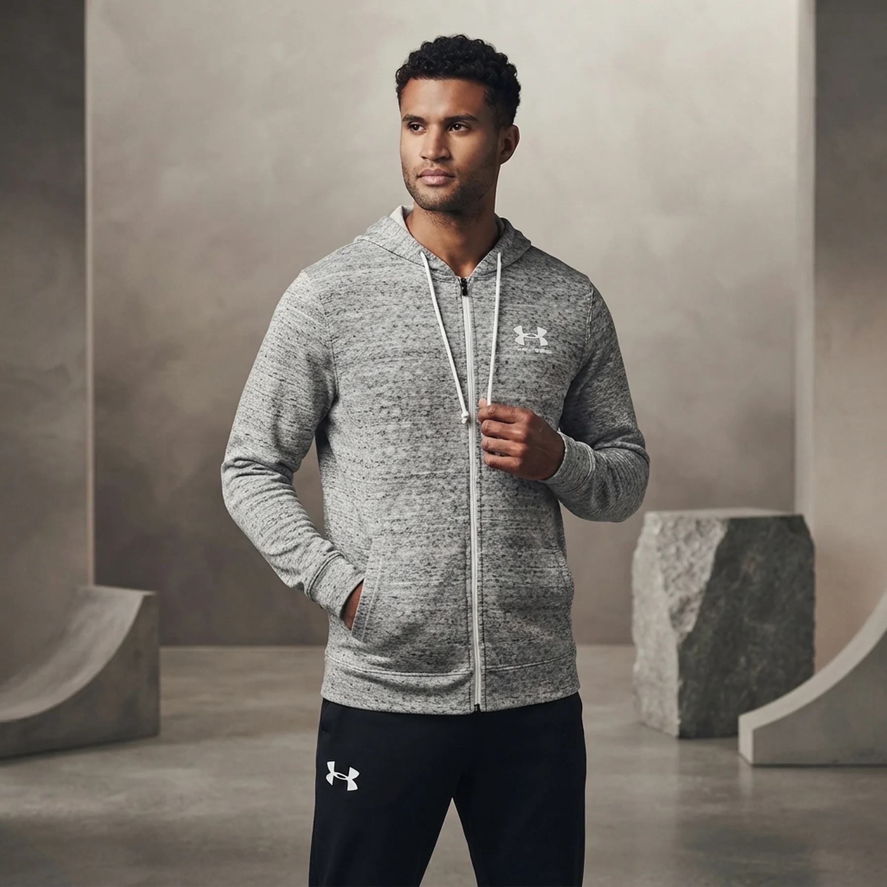 Кофта чоловіча Under Armour Hooded Sweatshirt Ua Rival Terry Grey (1370409-112)