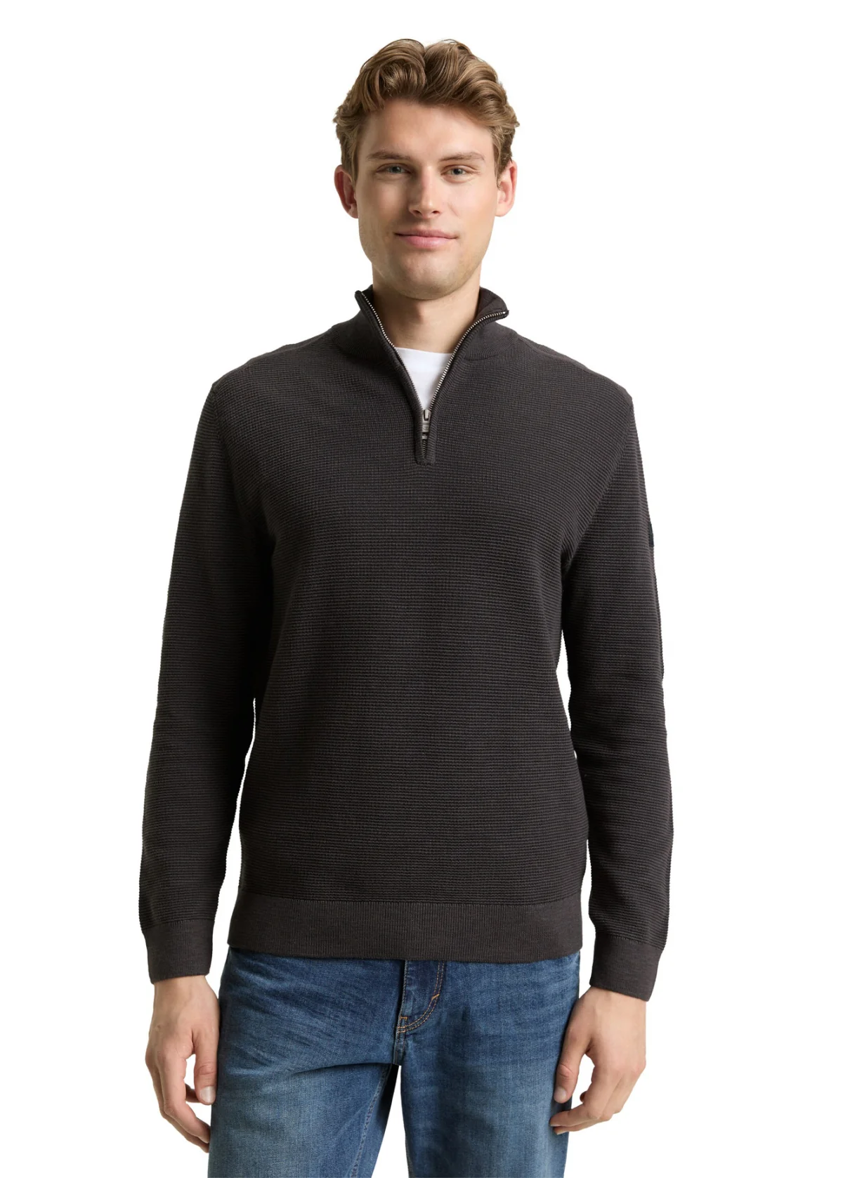Кофта Men's Cotton Troyer Knit Jumper 1048813-10899 Tom Tailor XXL Темно-сірий