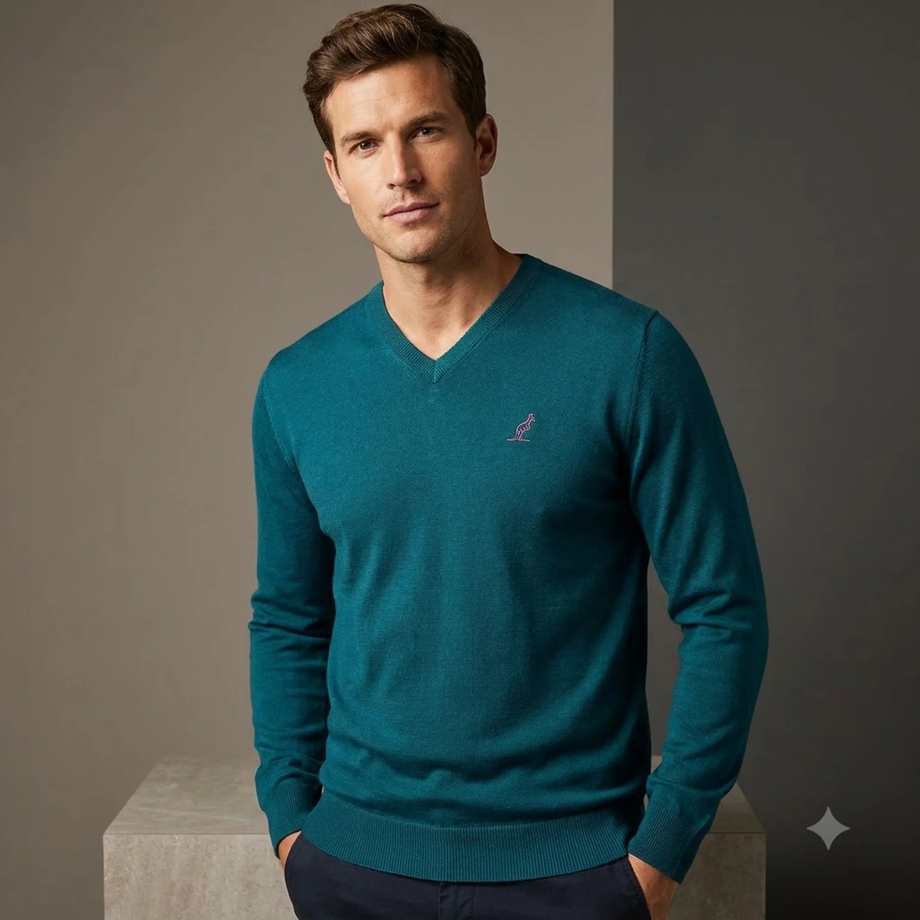 Кофта унісекс Australian Sweater Merinos V Neck Turquoise (LSUMA0009-320)