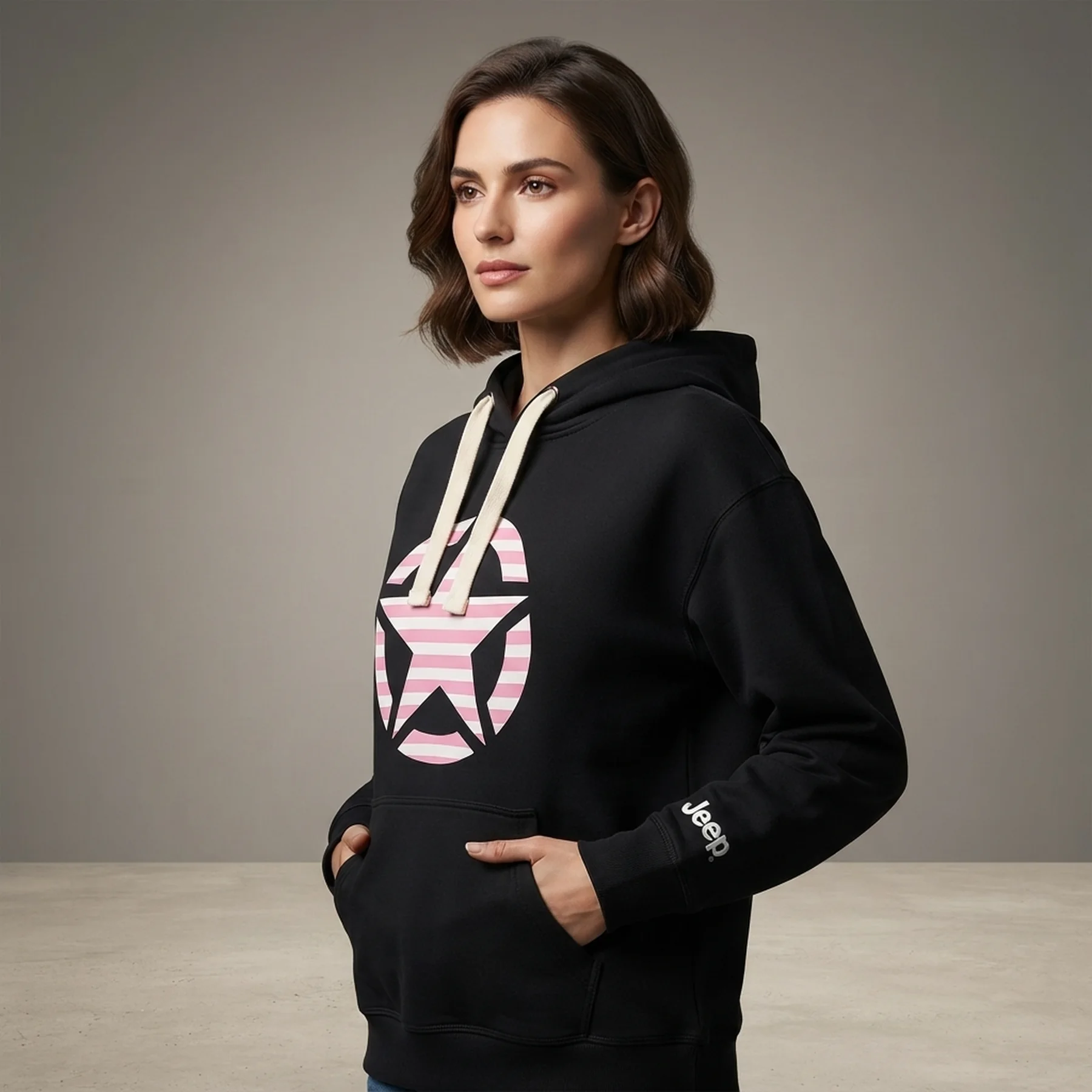 Кофта унісекс Jeep Hooded Oversize Sweatshirt Star Striped Print Black (O102608-B000)