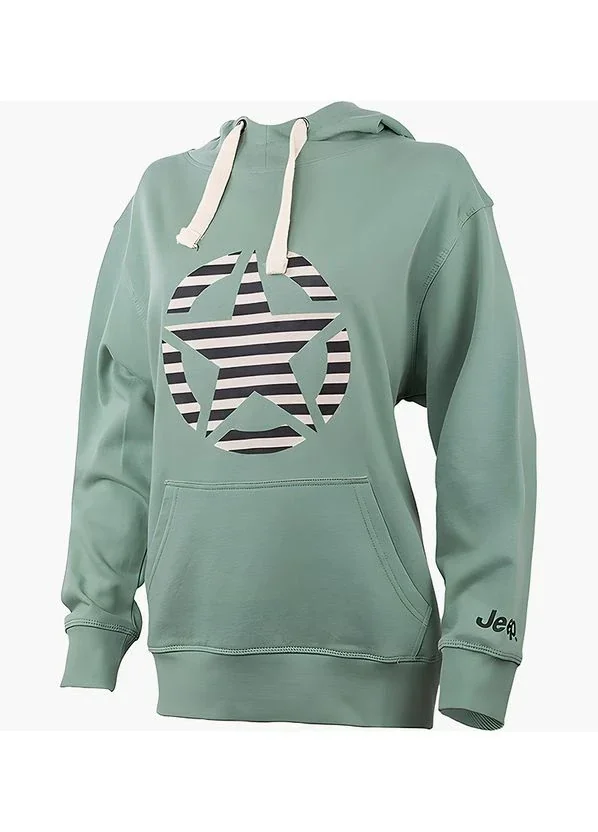 Кофта унісекс Jeep Hooded Oversize Sweatshirt Star Striped Print Turquoise (O102608-E854)