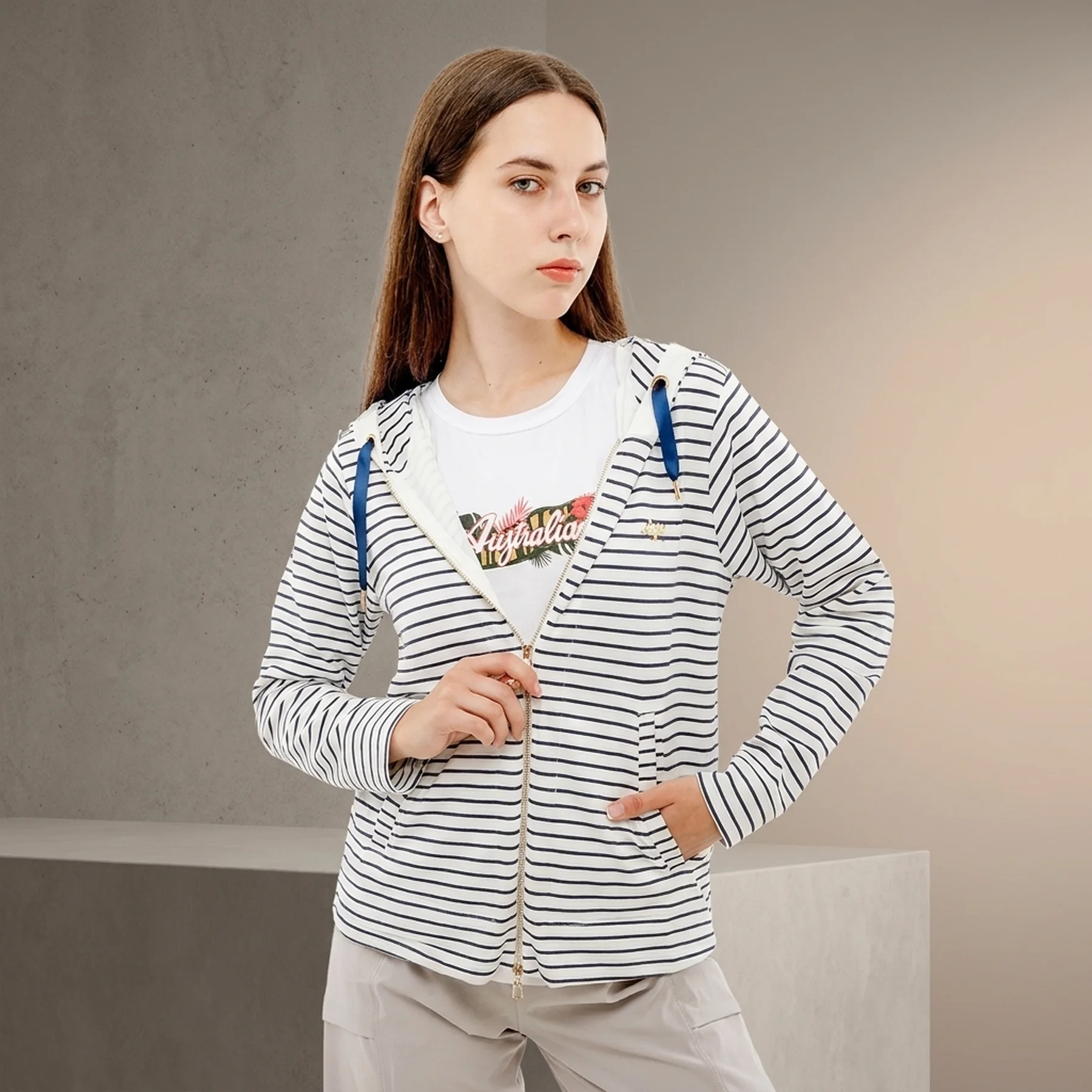 Кофта жіночі Australian Stripes Hoodie Polyviscosa Jacket (LSDGC0010-010)