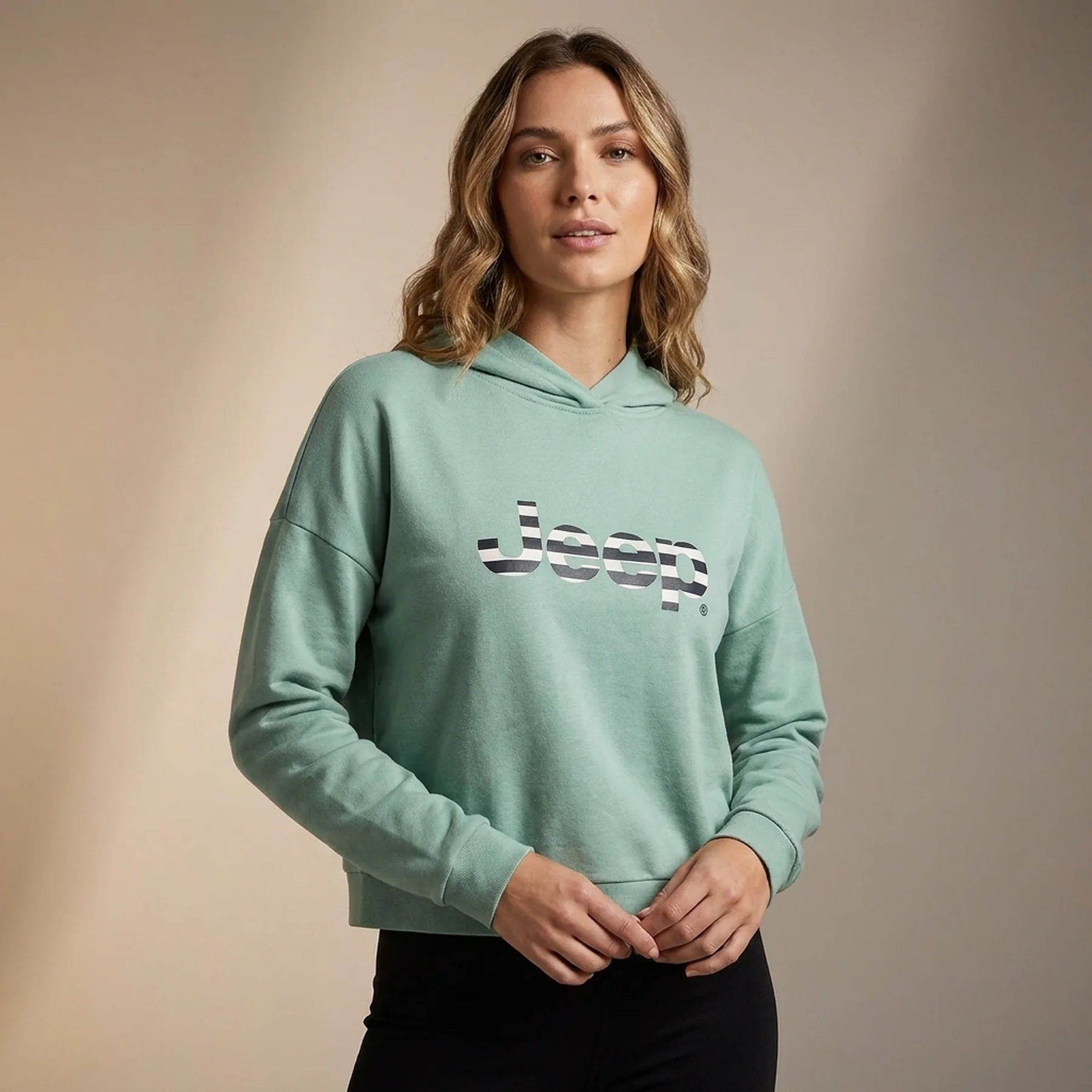 Кофта жіночі Jeep Hooded Cropped Sweatshirt Striped Print (O102609-E854)