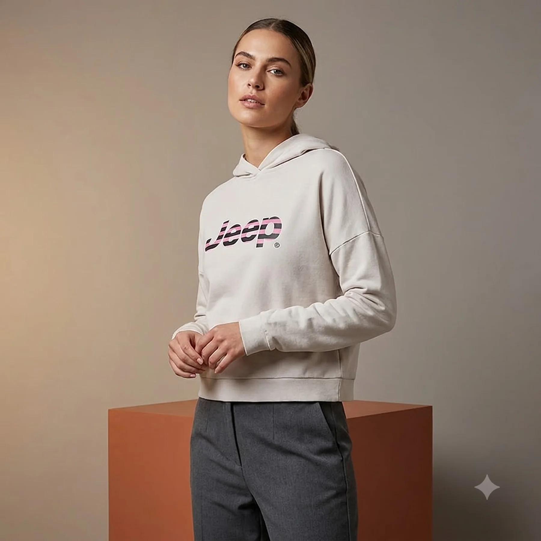 Кофта жіночі Jeep Hooded Cropped Sweatshirt Striped Print (O102609-J863)