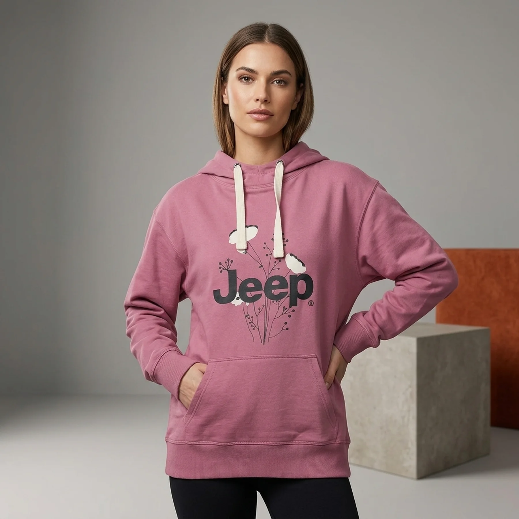 Кофта жіночі Jeep Hooded Oversize Sweatshirt Botanical Print (O102606-P490)