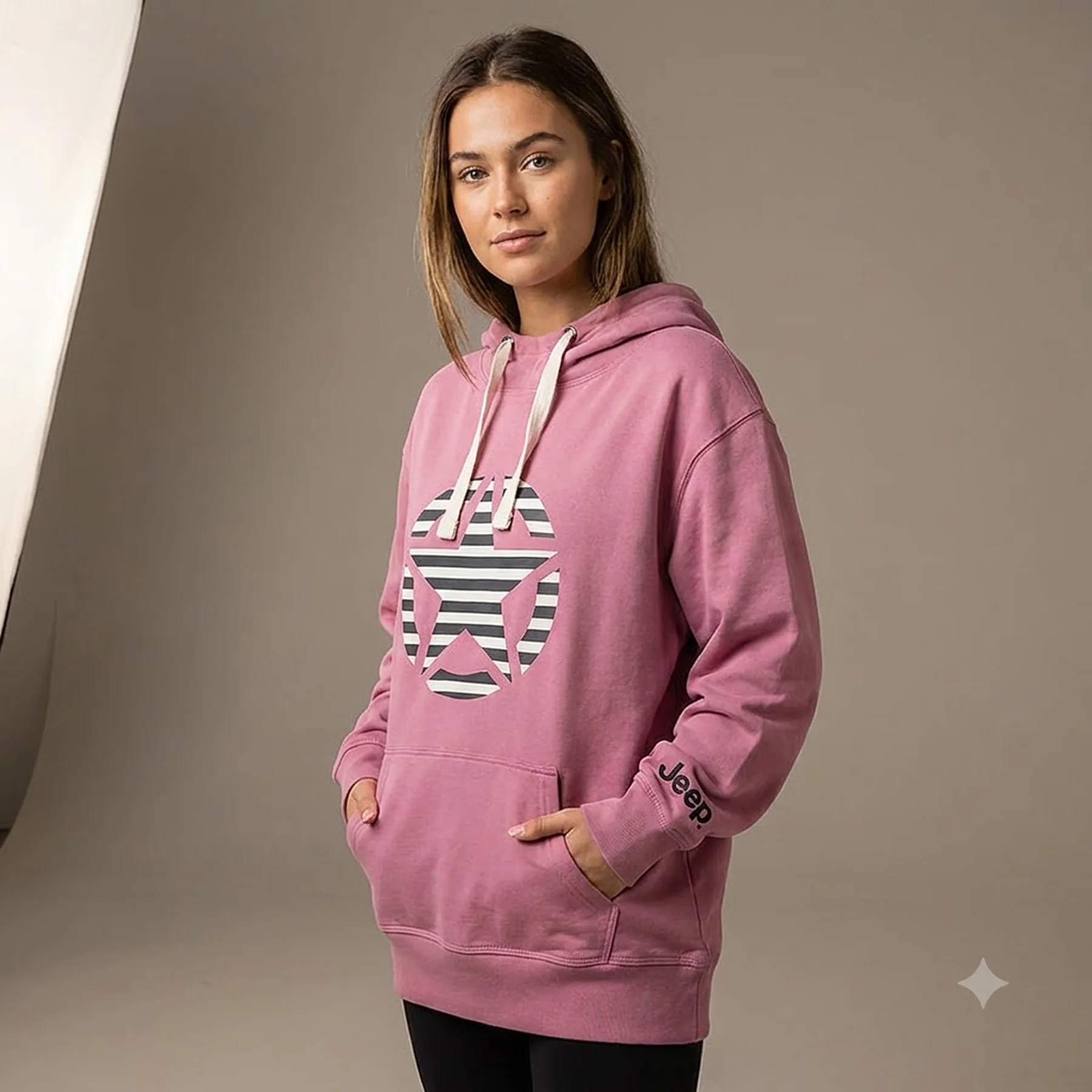 Кофта жіночі Jeep Hooded Oversize Sweatshirt Star Striped Print (O102608-P490)