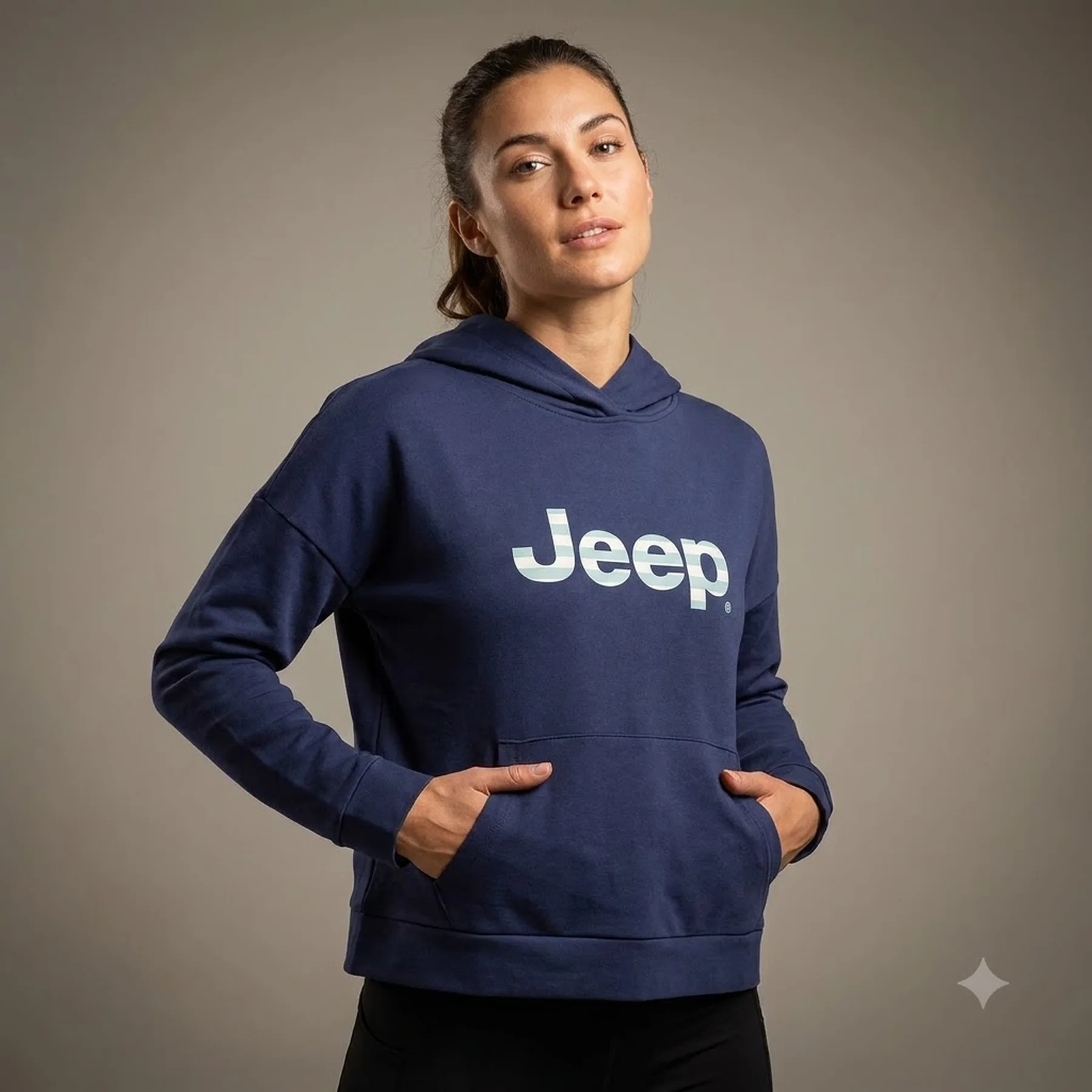 Кофта жіночі Jeep J Woman Hooded Cropped Sweatshirt Striped Print J22w (O102609-A184)