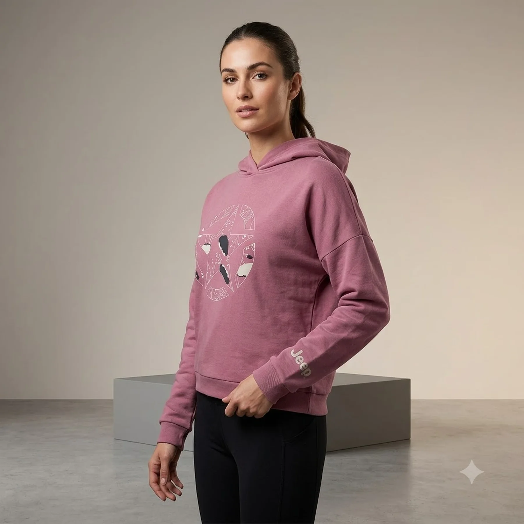 Кофта жіночі Jeep Ooded Cropped Sweatshirt Star Botanical Print (O102607-P490)