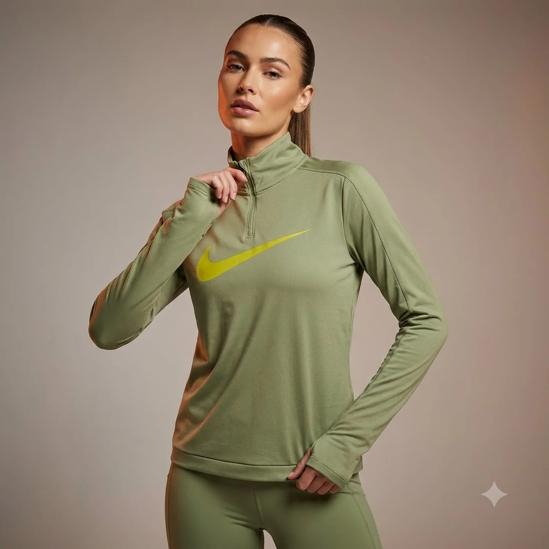 Кофта жіночі Nike 1/4 Dri-Fit Swoosh Olive (DX0952-386)